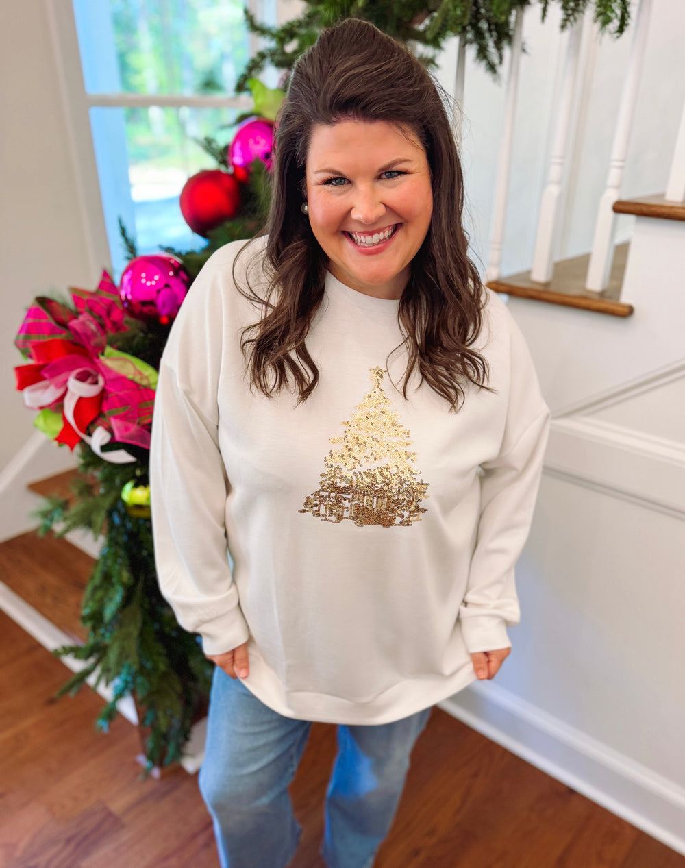 Stockbridge Tree Sequin Sweatshirt (S-2X)