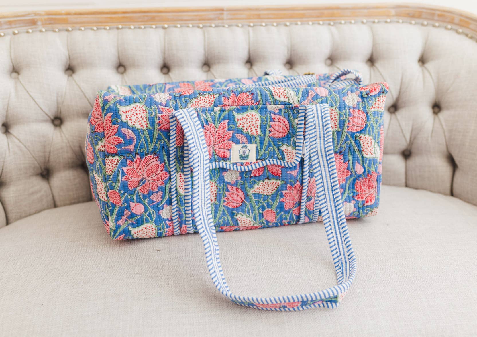 Seascape-Large Scalloped Quilted Duffle Bag