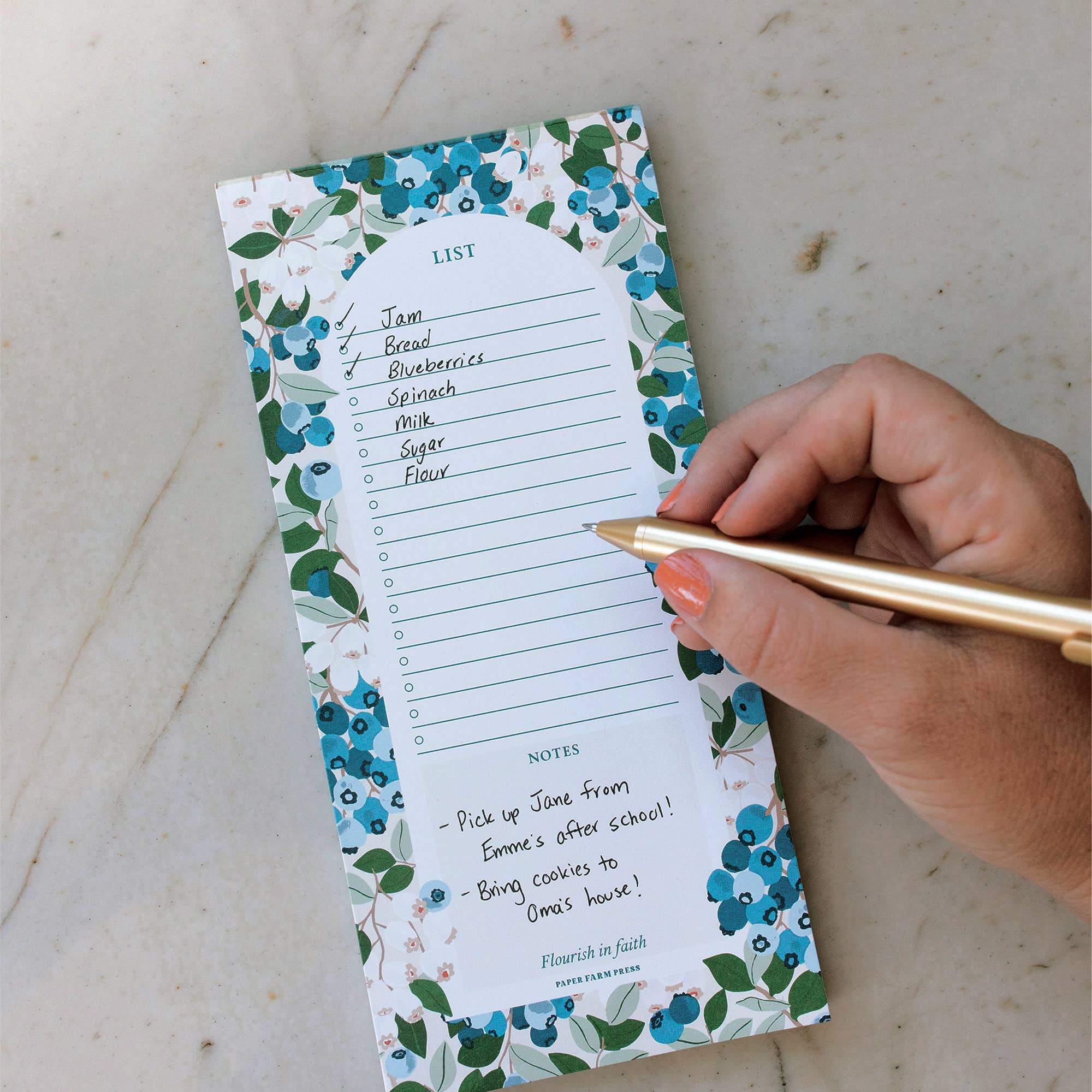 Blueberry Field Market List Notepad