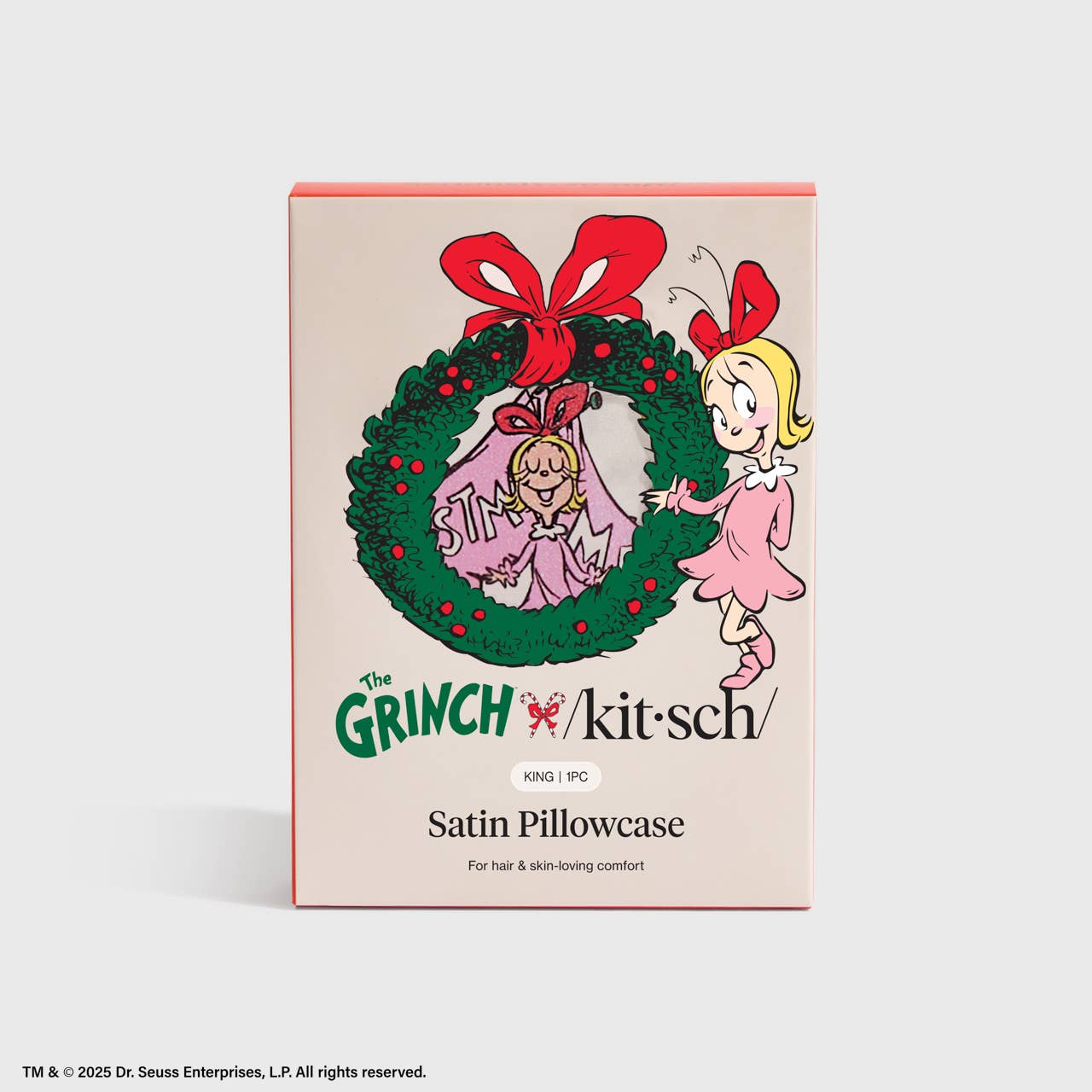 The Grinch x Kitsch Satin Pillowcase in Cindy Lou Who (King Size)