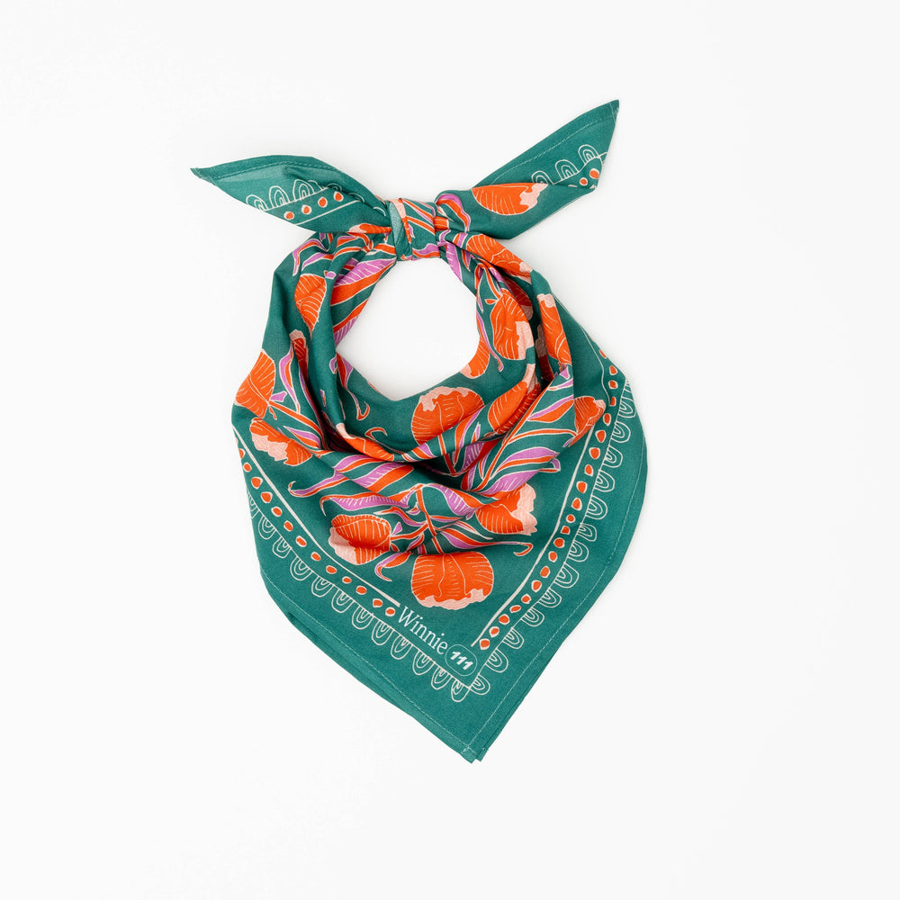 Winnie Teal & Orange Floral Bandana