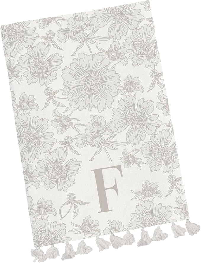 Kitty & Jack Wedding Registry - Letter F Floral Tea Towel