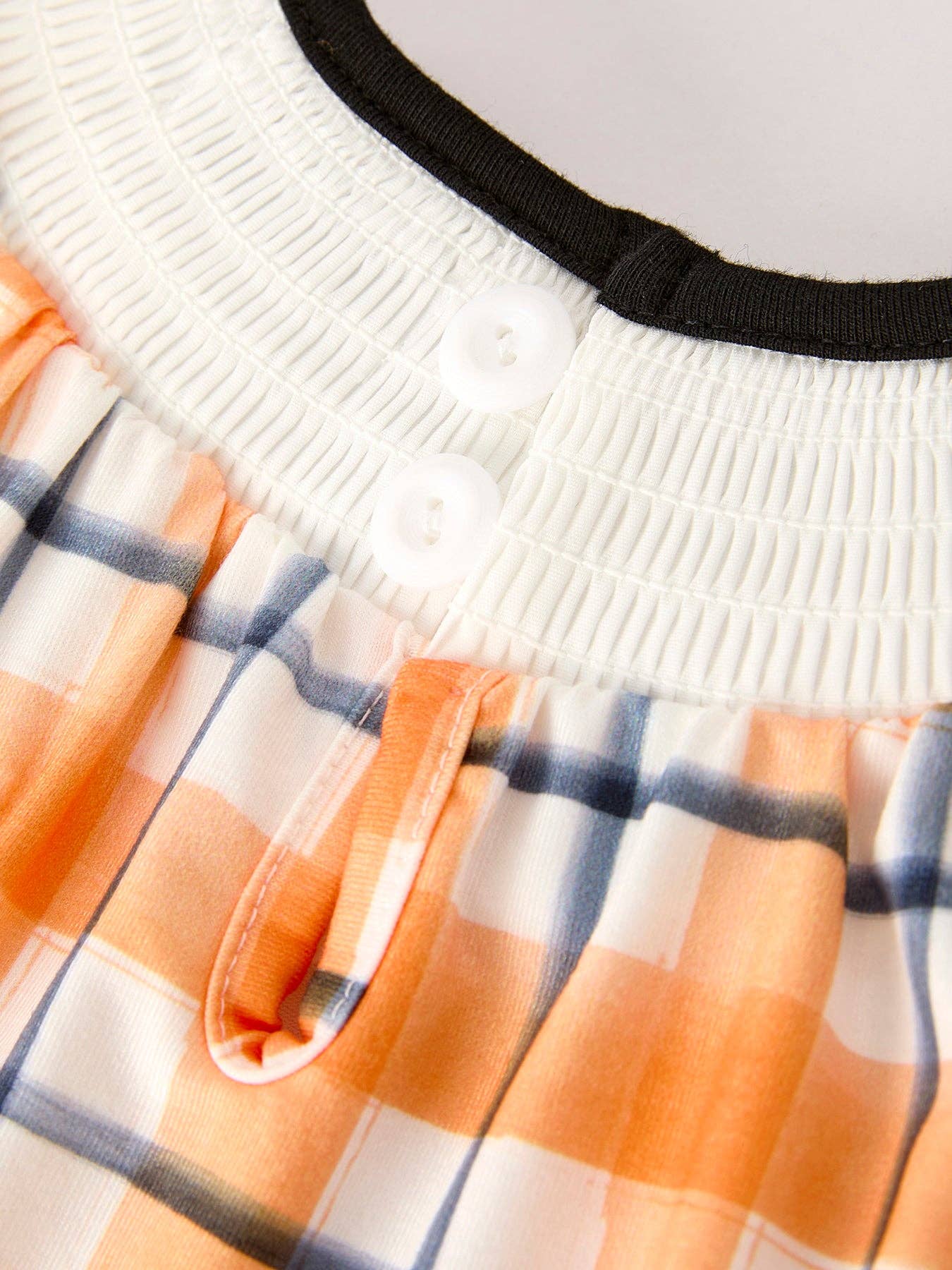 Halloween Smocked Plaid Baby Girls Romper