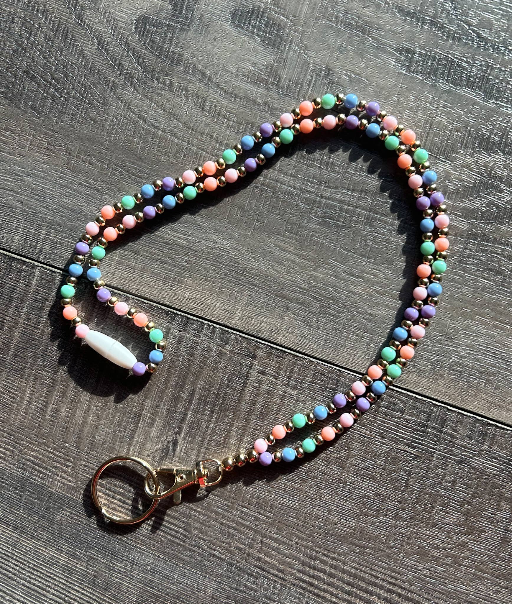 Pastel Beaded Lanyard with Breakaway Clasp