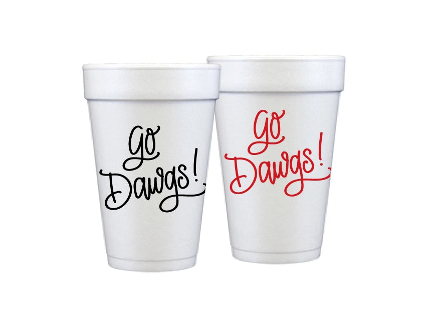 Go Dawgs Foam Cups in Red & Black