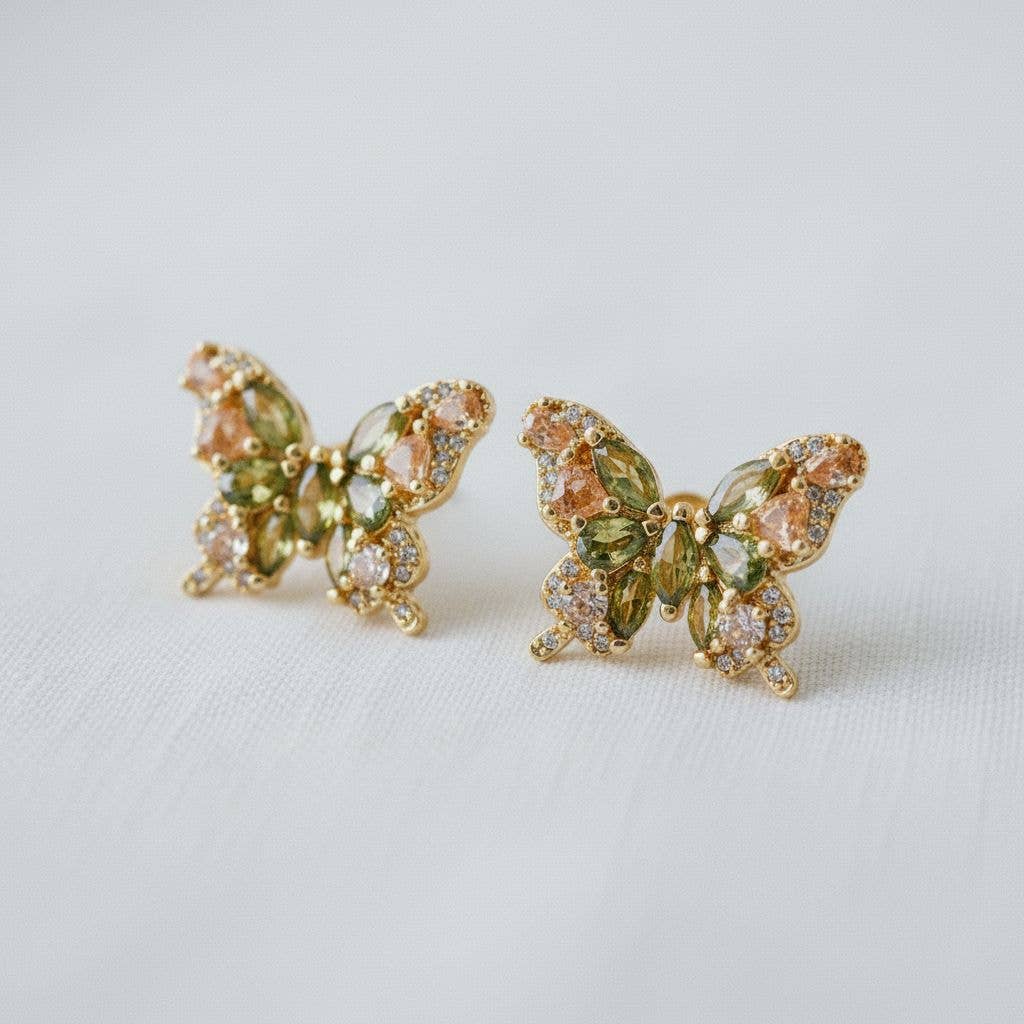 Cubic Zirconia Butterfly Earrings