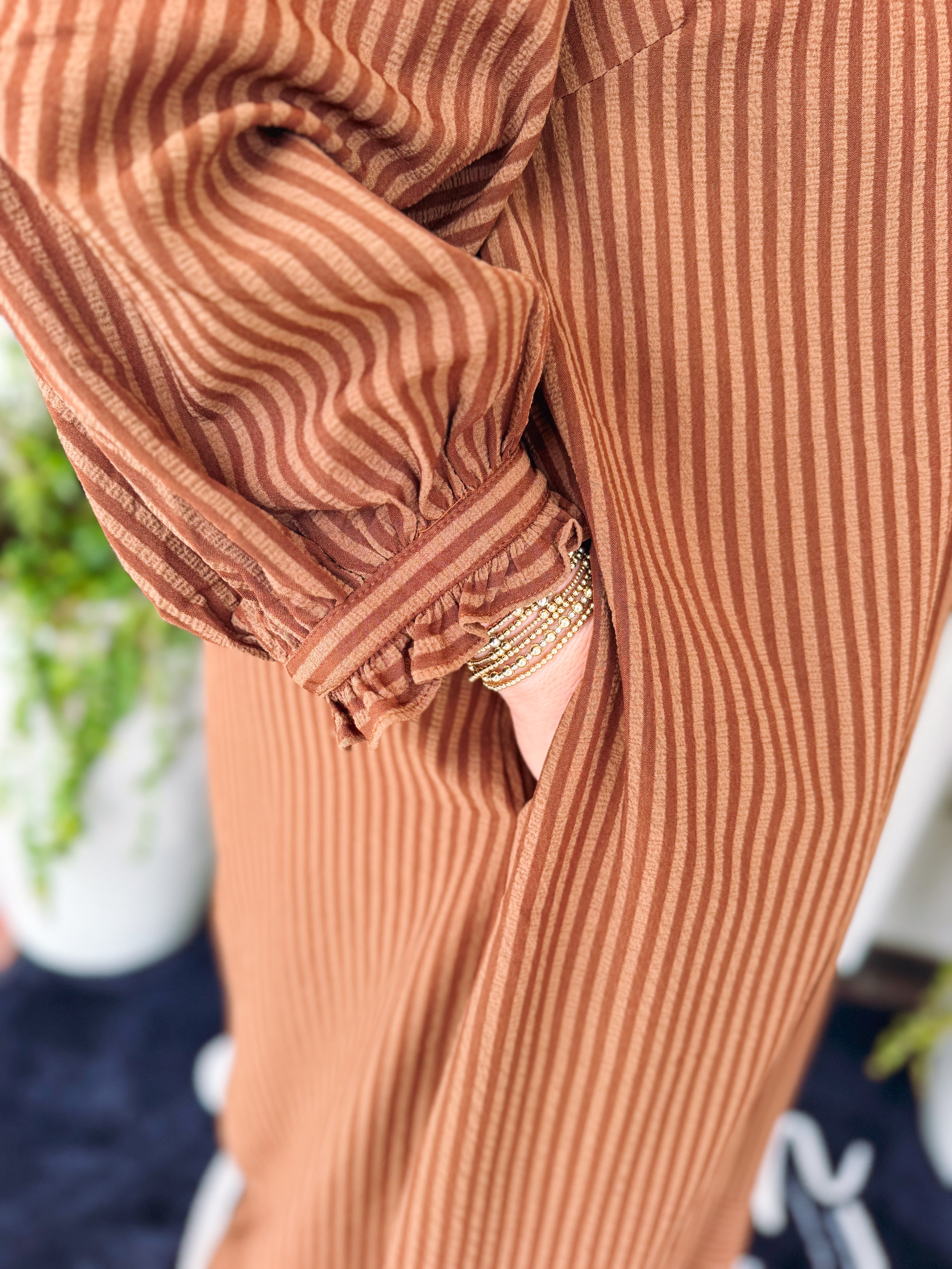 The Evelynn Striped Midi Dress (XL-2X)
