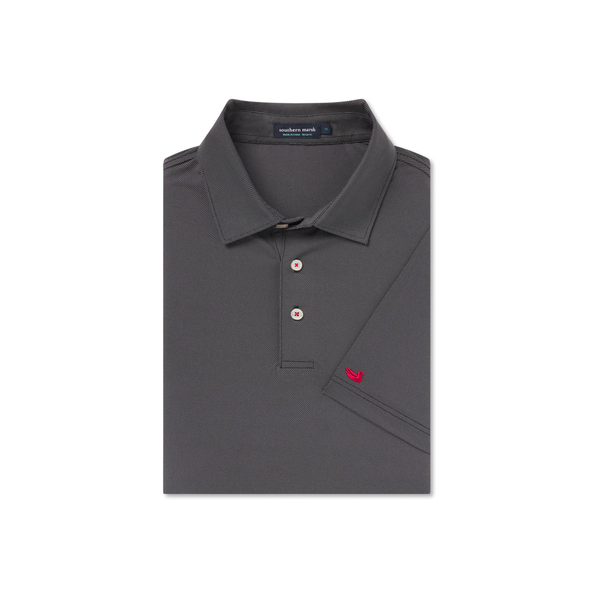 Varsity Performance Polo in Black & Red by Southern Marsh