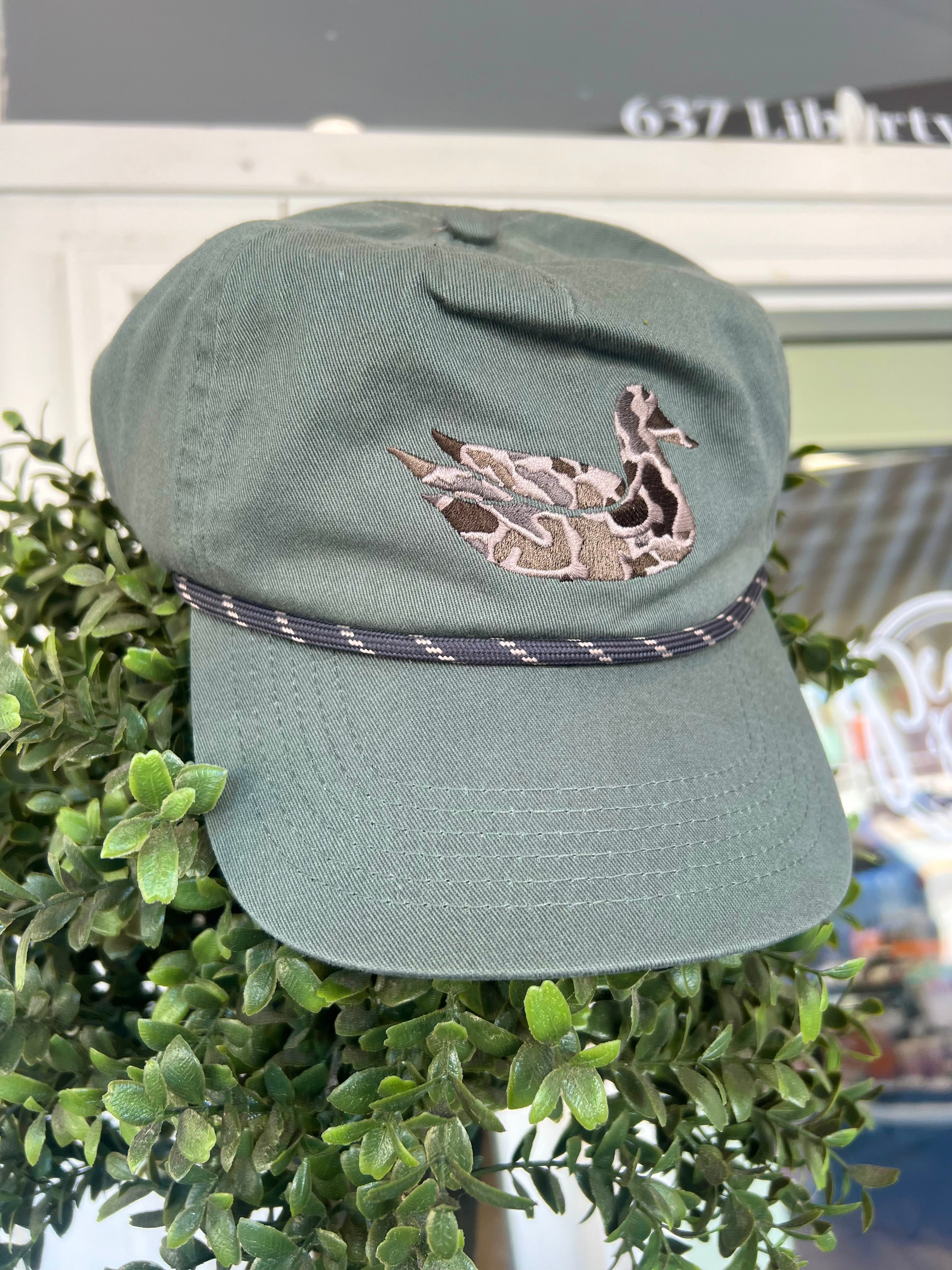 Camo Duck Ensenada Rope Hat in Hunter Green by Southern Marsh