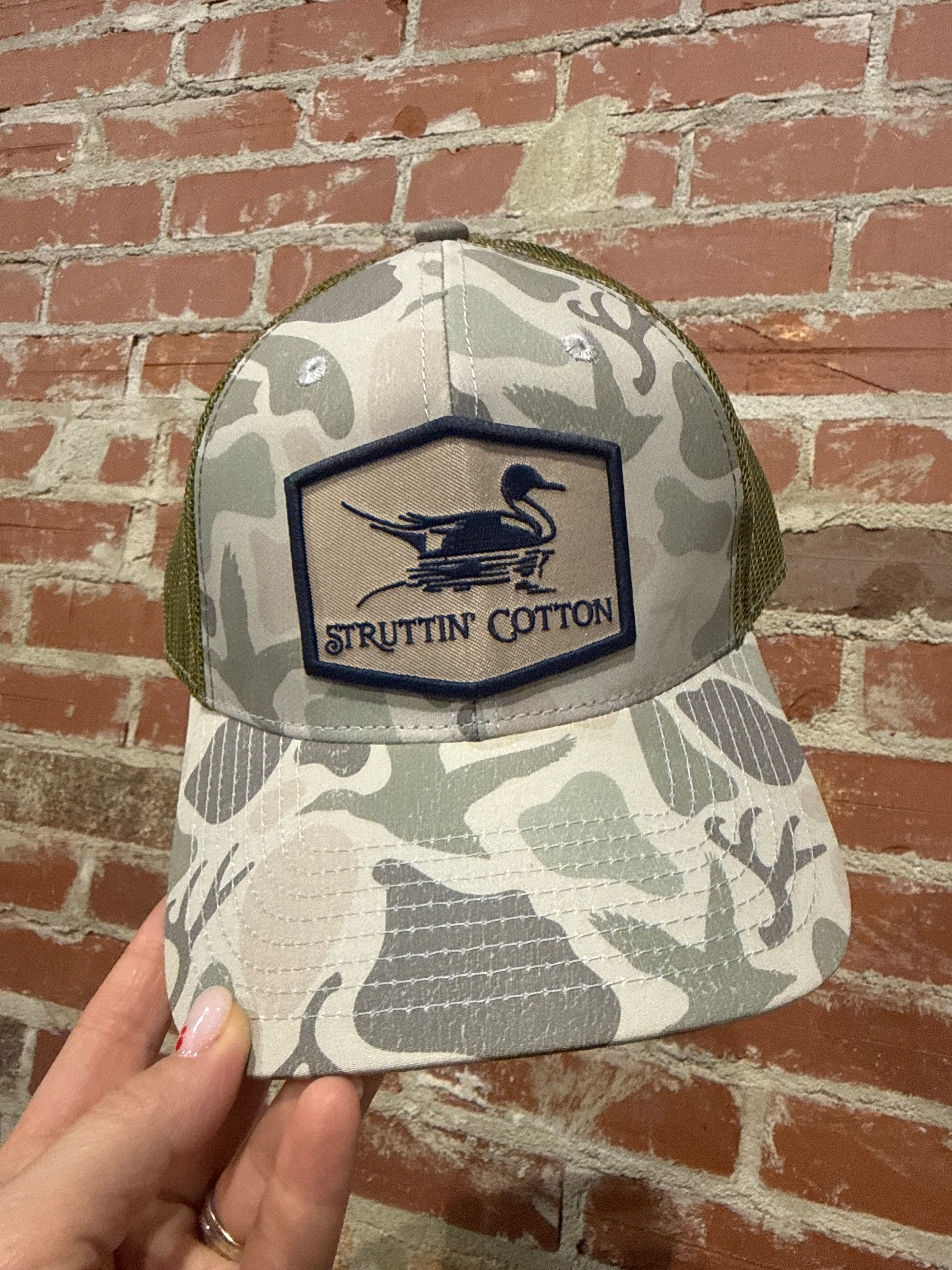 Pintail Patch Trucker on Washed Standout Camo by Struttin' Cotton