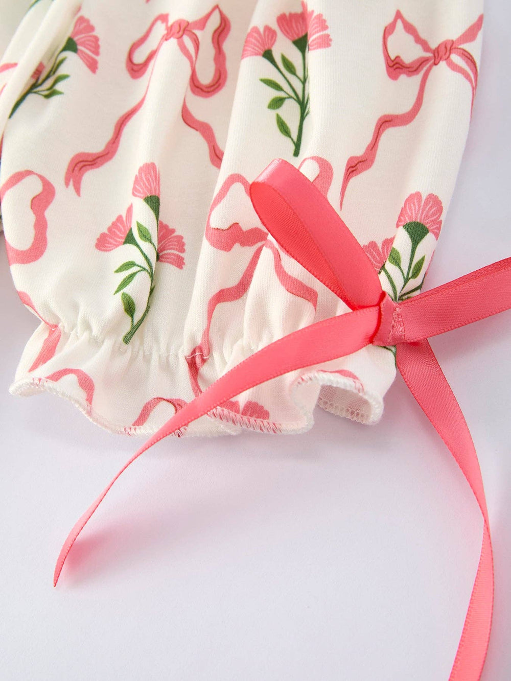 Spring Floral Smocking Embroidery Bow Girls Dress