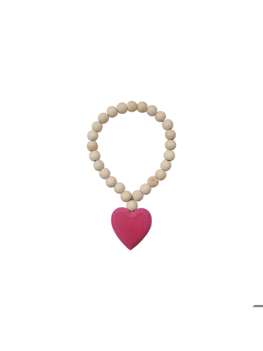 beaded garland with a pink felt heart 