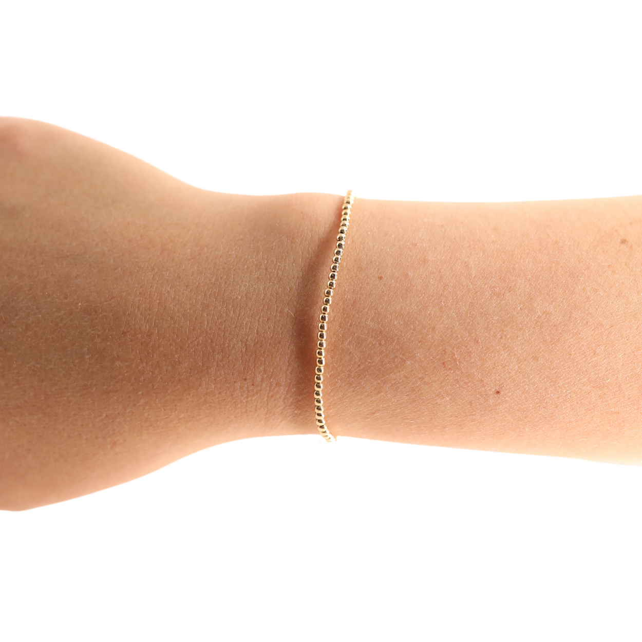 Kids Size 2MM Gold Beaded Bracelet