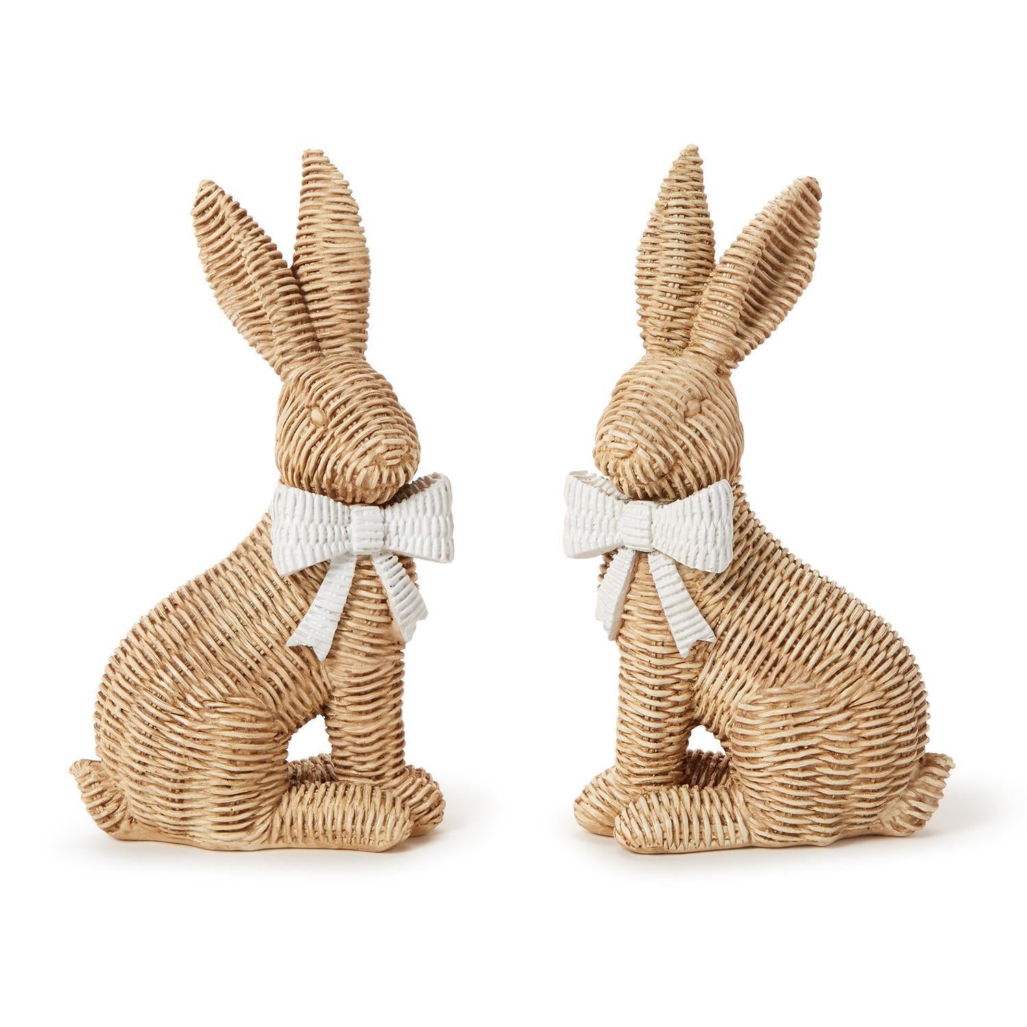 Wicker Weave Pattern Easter Bunny with Bow