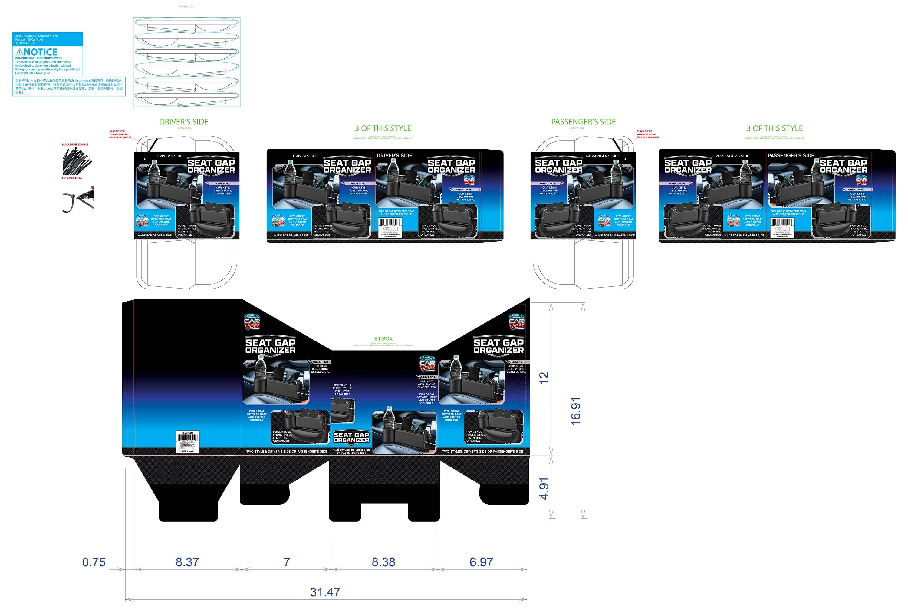 Car & Truck Seat Gap Filler Organizer