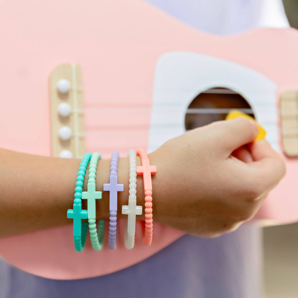 Jesus Silicone Cross Bracelets- Highlights / Medium