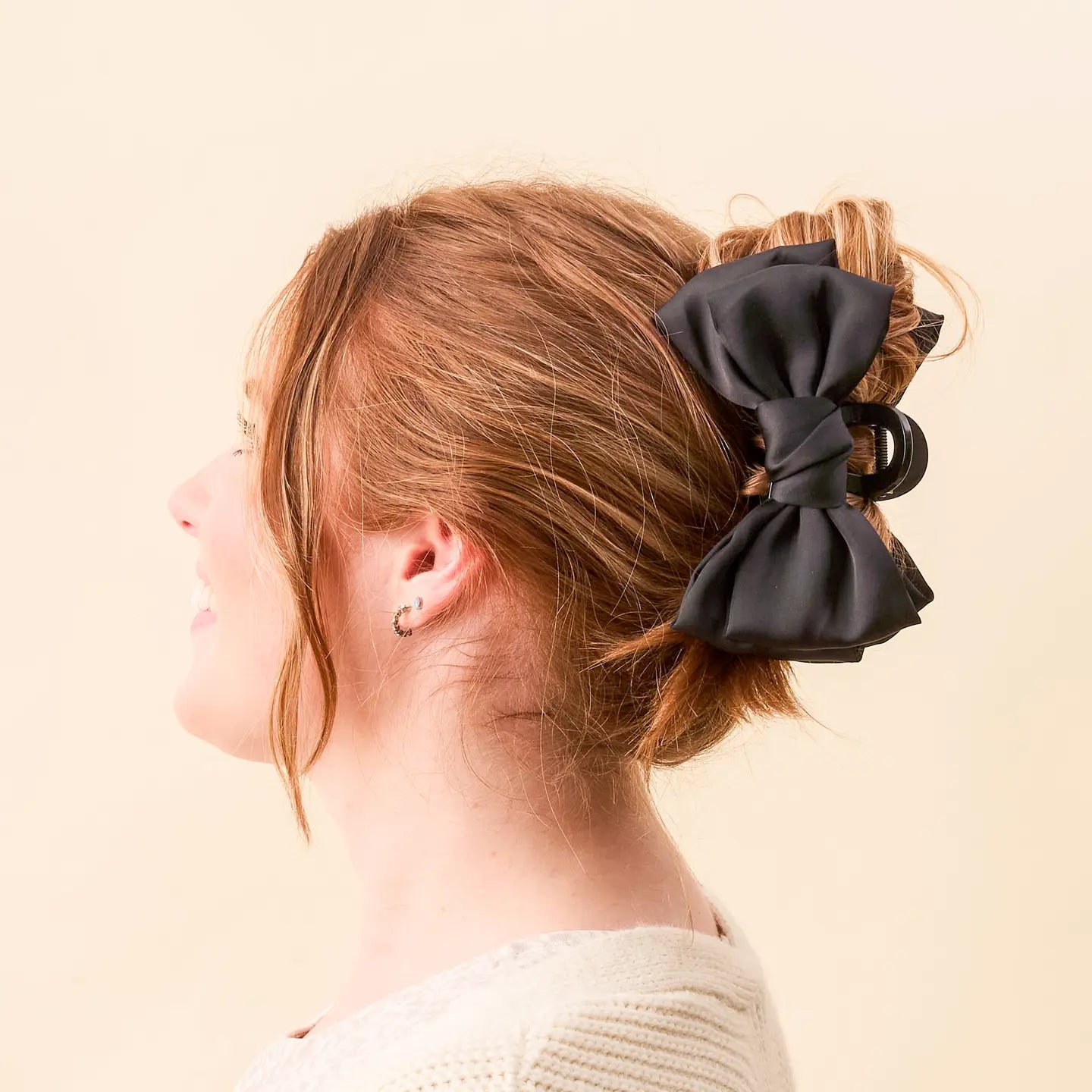 Black Satin Bow Clip