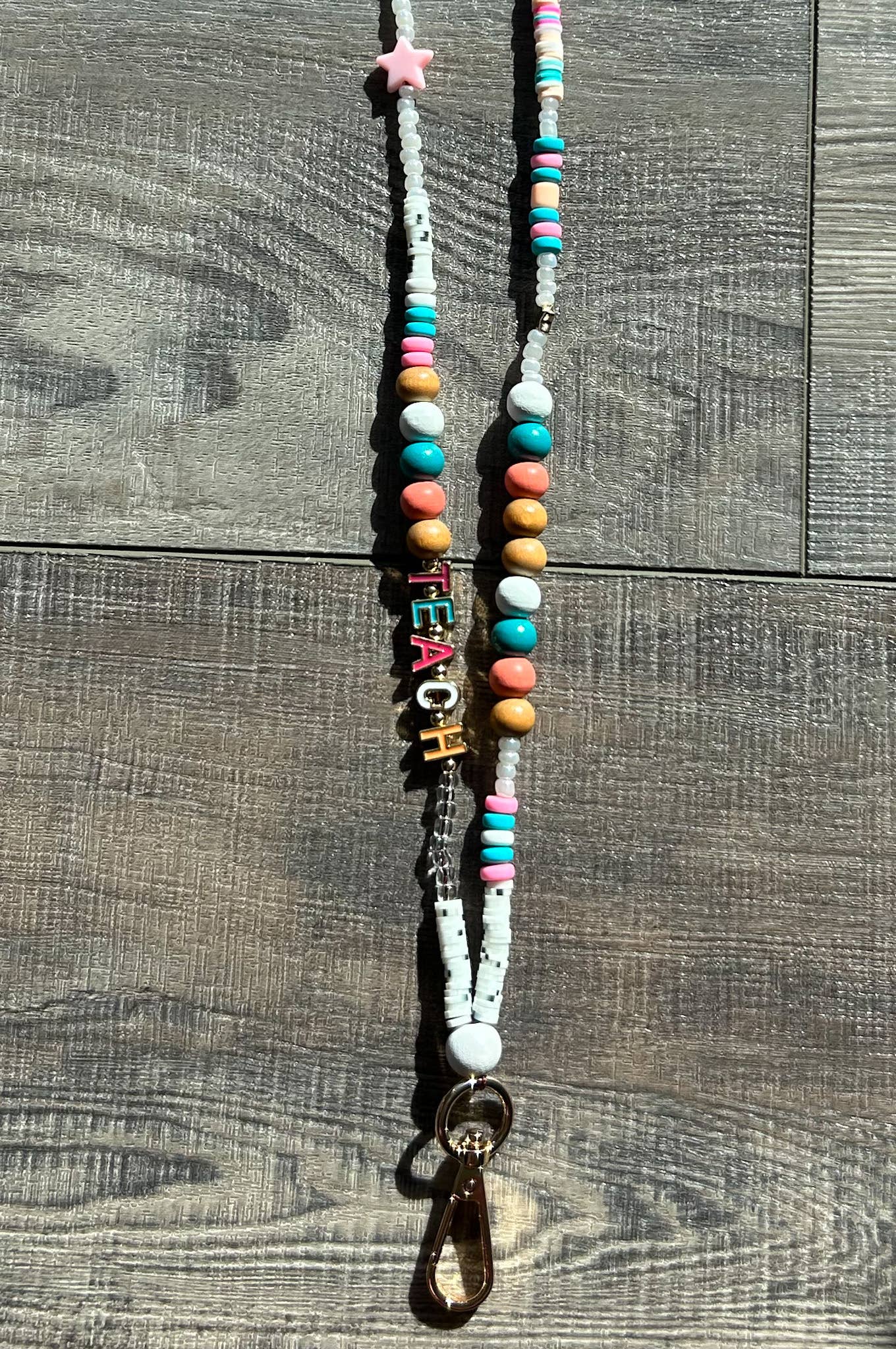 Teach Colorful Beaded Lanyard with Breakaway Clasp