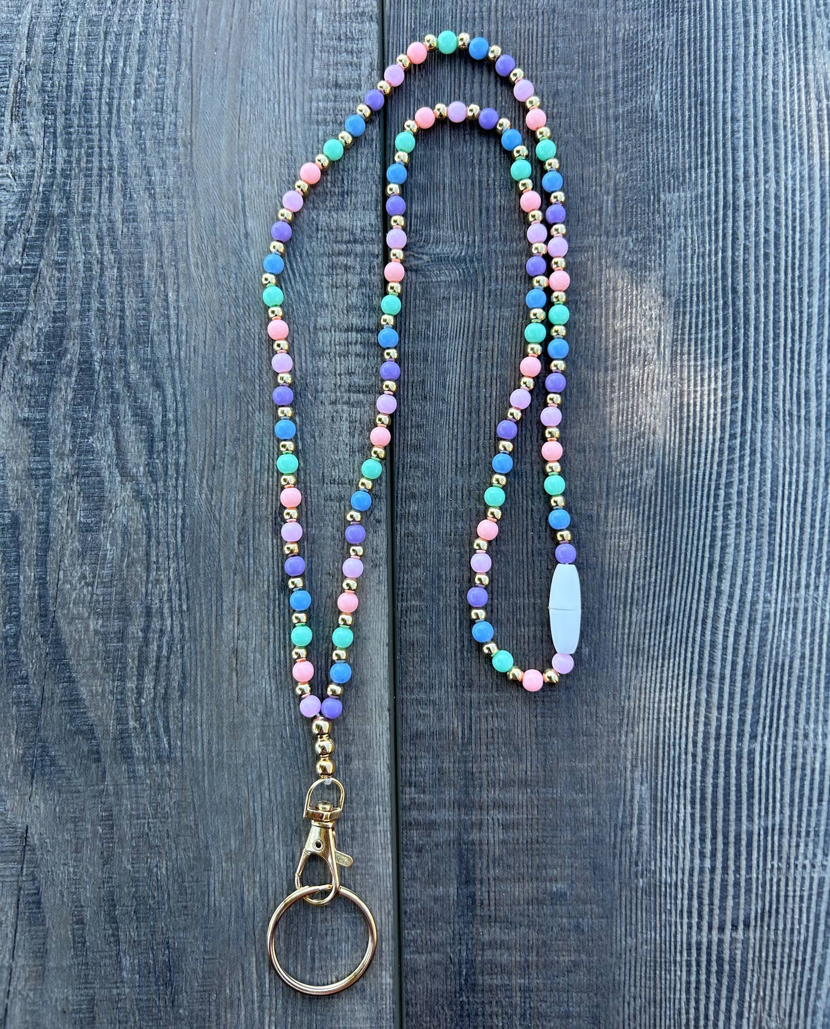 Pastel Beaded Lanyard with Breakaway Clasp