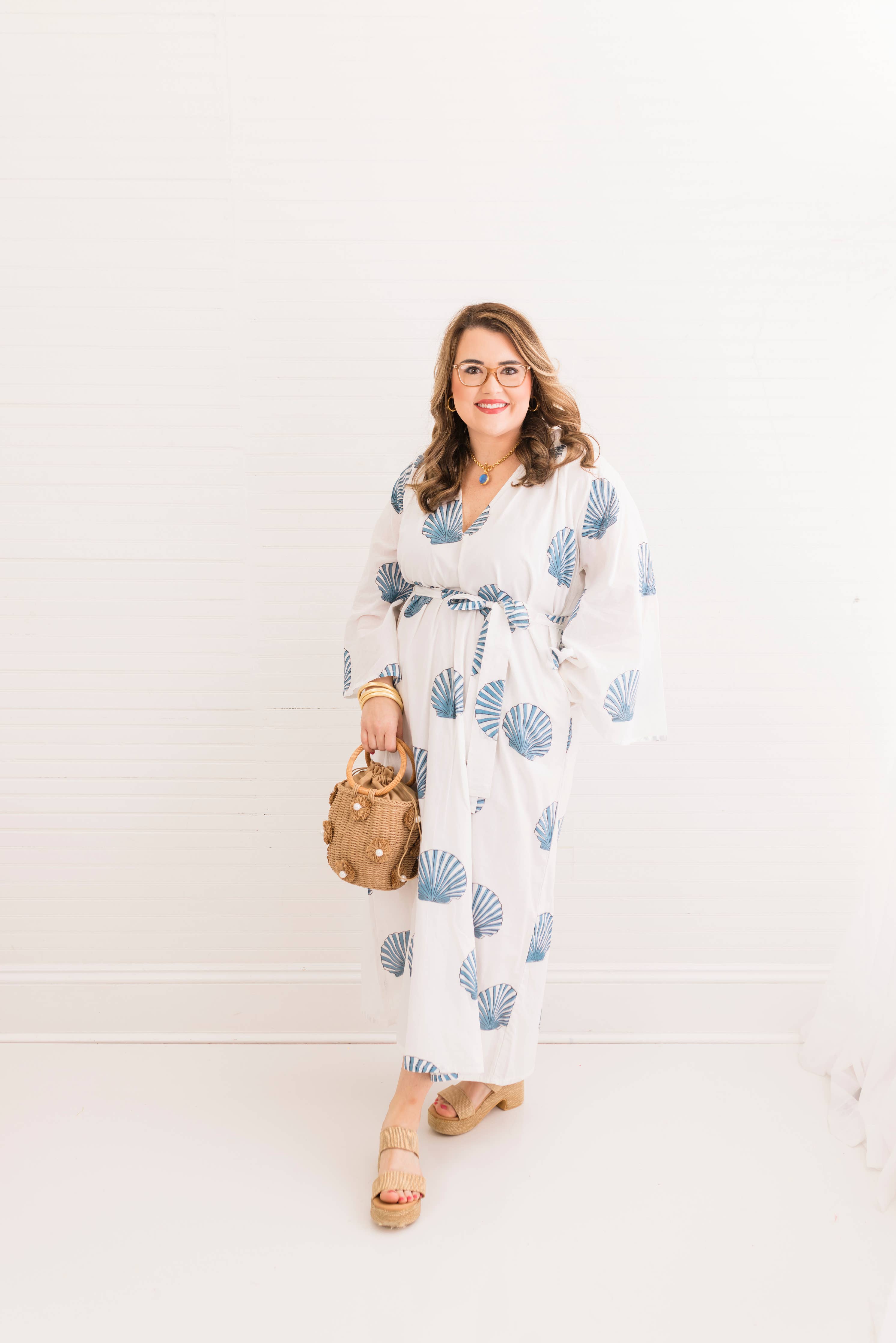 Sanibel Navy Shell Caftan Dress By Heart of Grace
