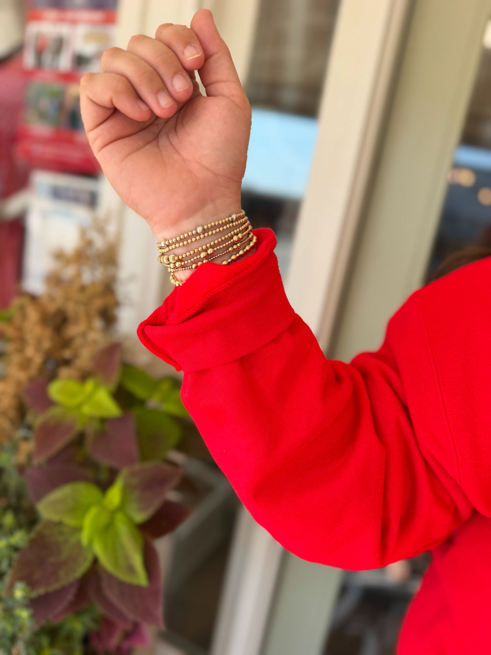 The Georgia Yarn Embroidered Sweatshirt in Red (S-2X)