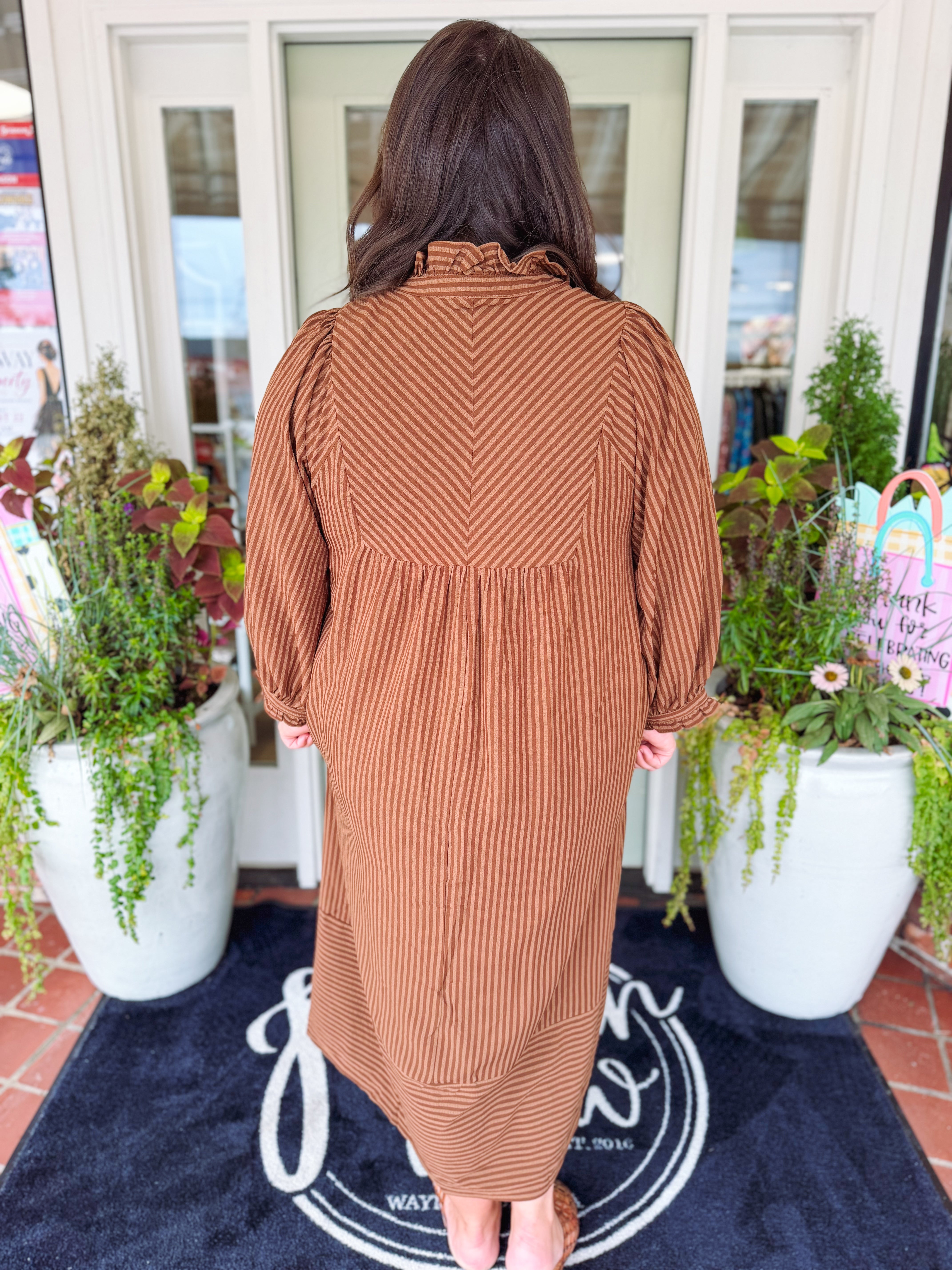 The Evelynn Striped Midi Dress (XL-2X)