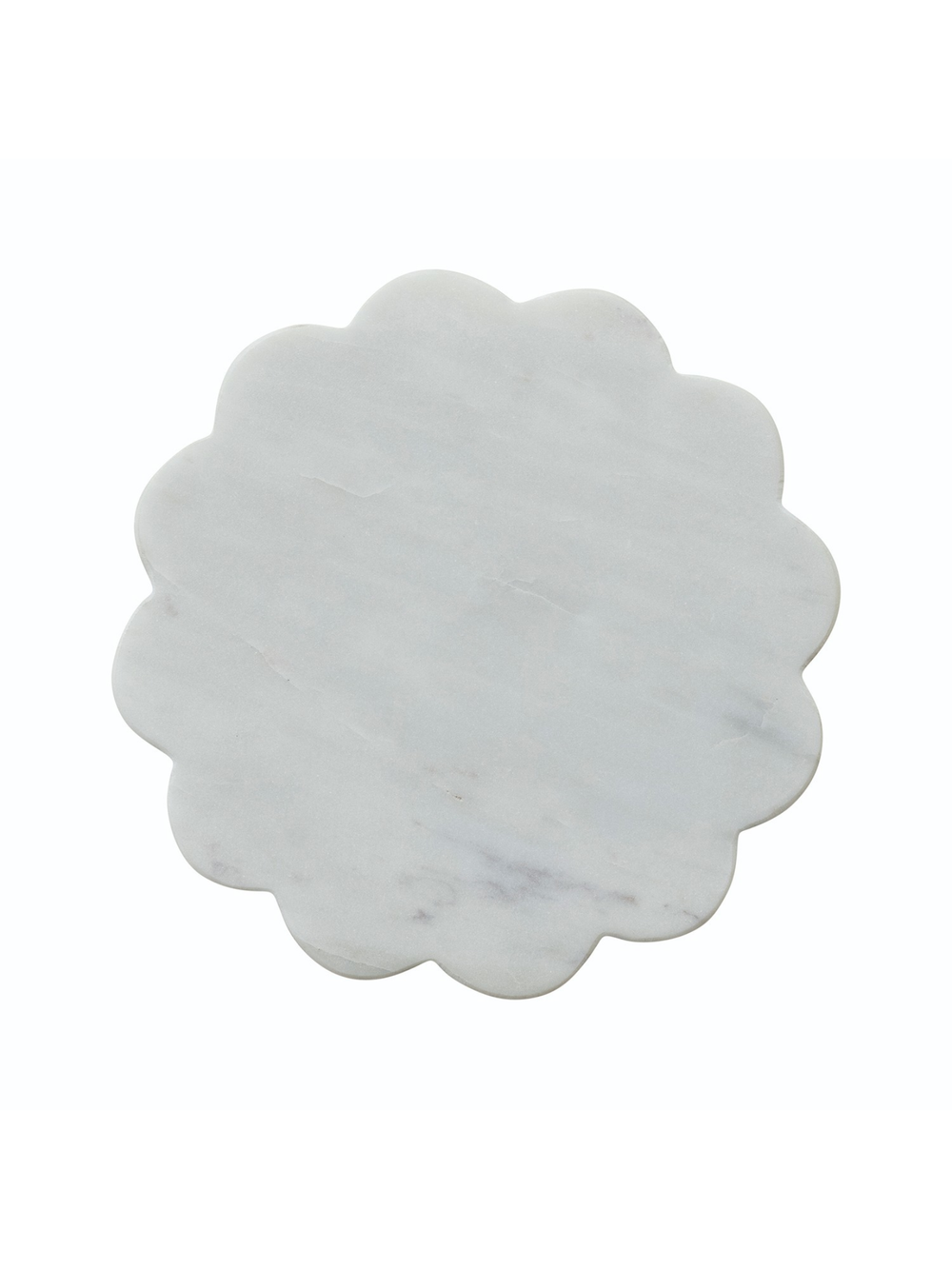Round White Marble Scalloped Tray