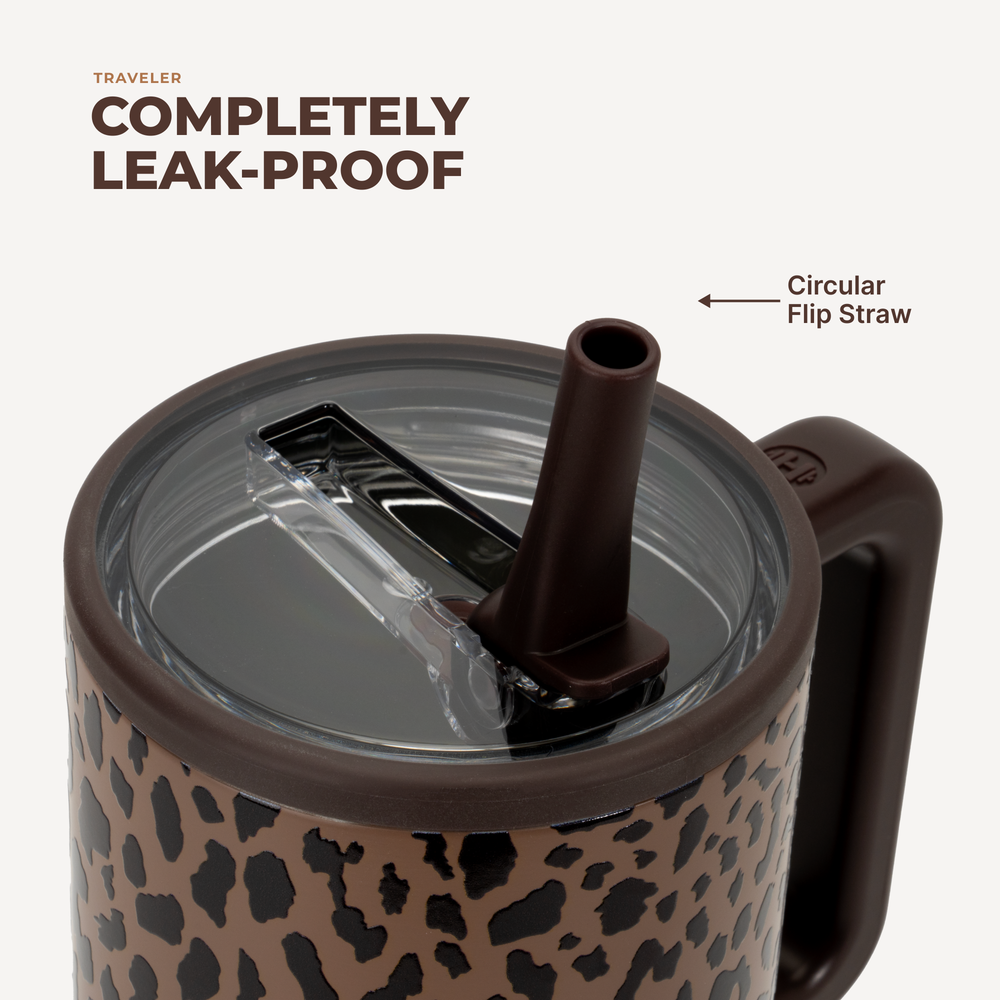 Brown Leopard 40oz Traveler Tumbler by Hydrojug