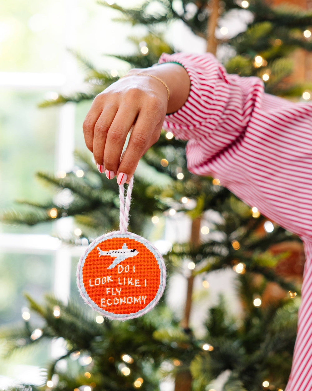 I Don't Fly Economy Needlepoint Ornament