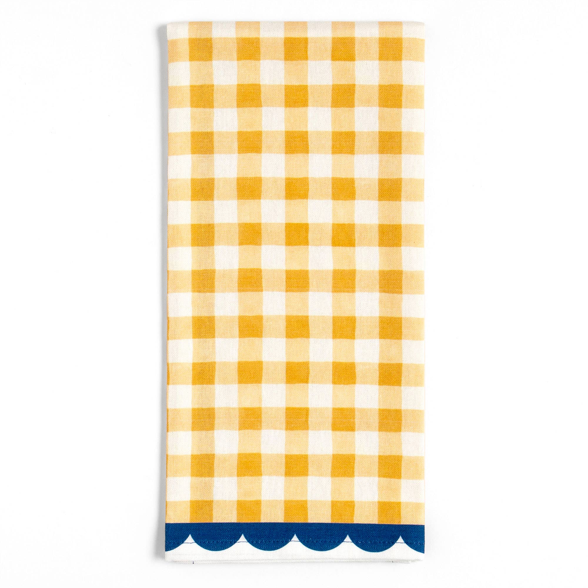 Gold Gingham Scalloped Tea Towel