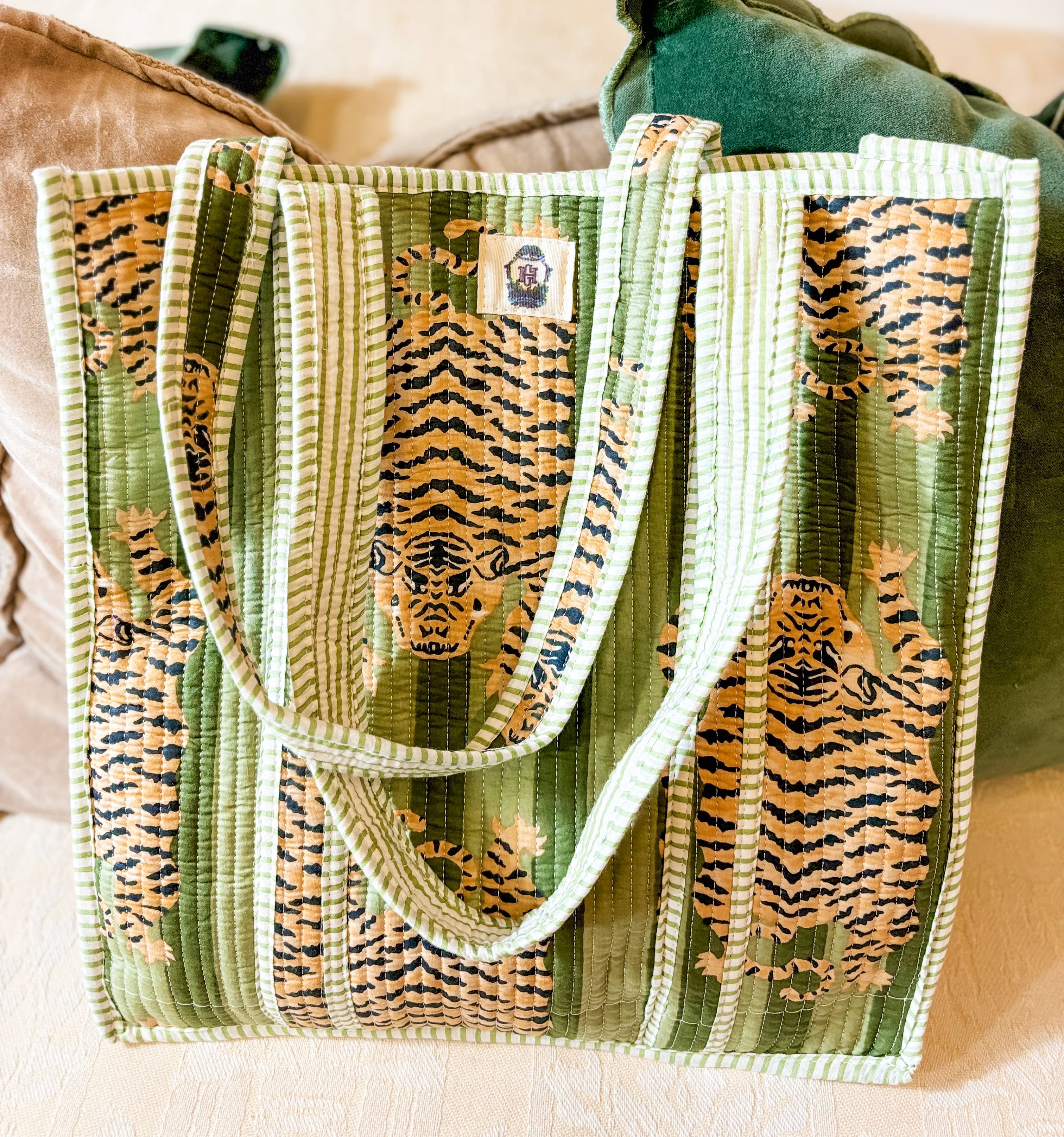 Sage Eye of The Tiger Quilted Tote Bag 