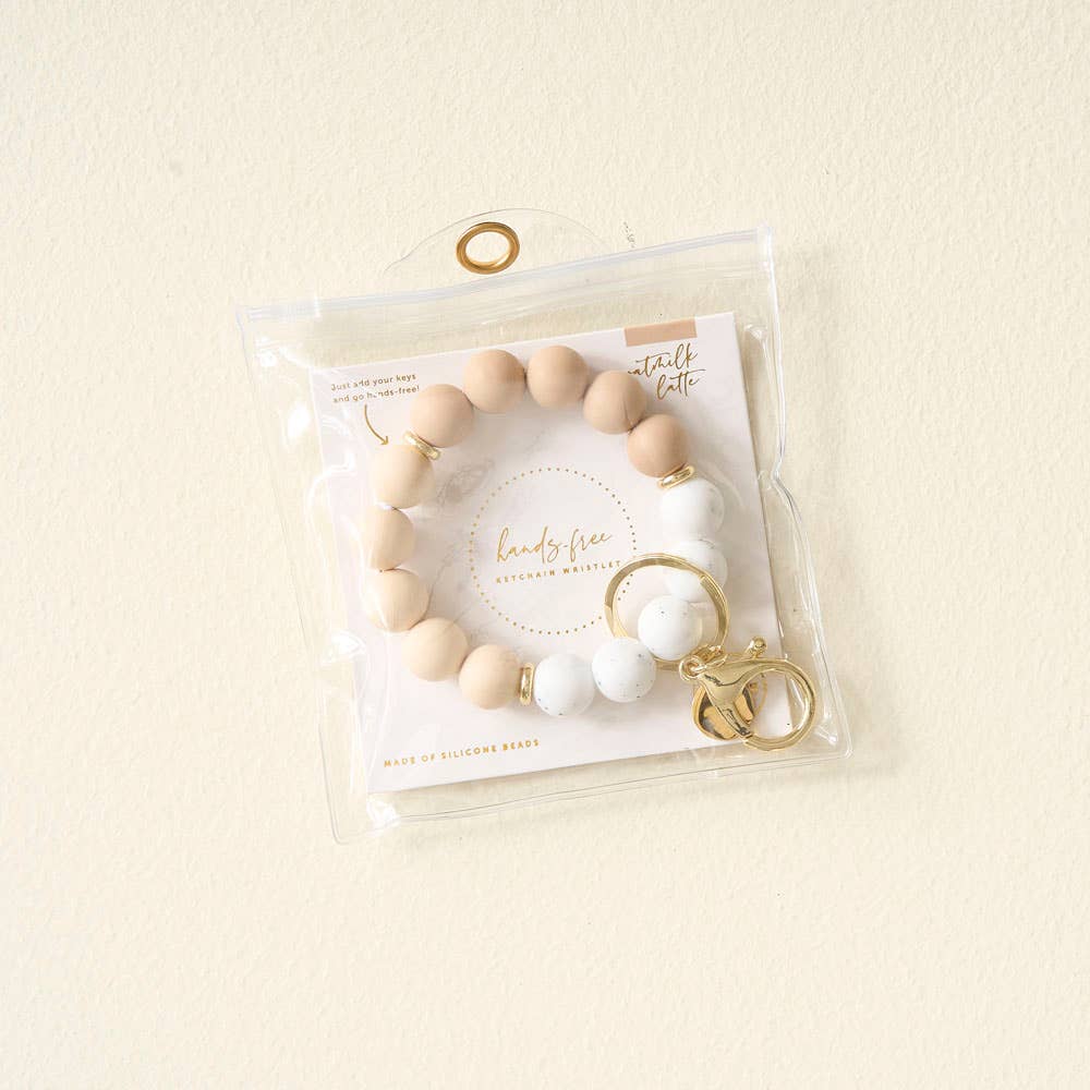 Oatmilk Latte Hands-Free Silicone Beaded Keychain Wristlet
