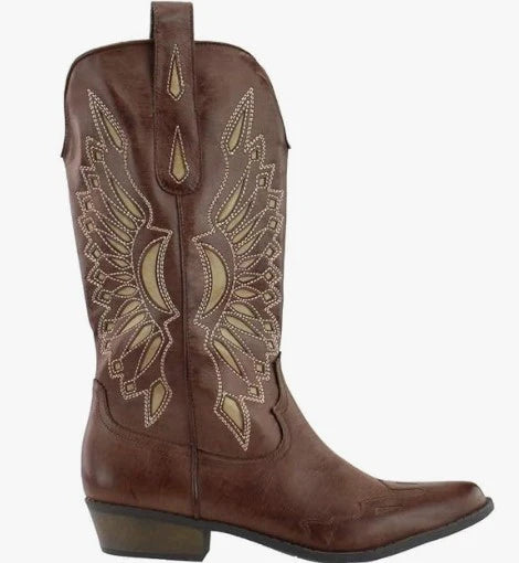 Bandera Western Boot in Chocolate & Beige by Matisse