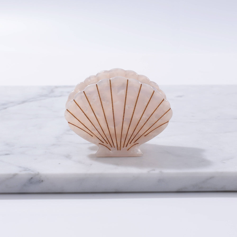 Eco-Friendly Large Scallop Shell Hair Clip: Pearl