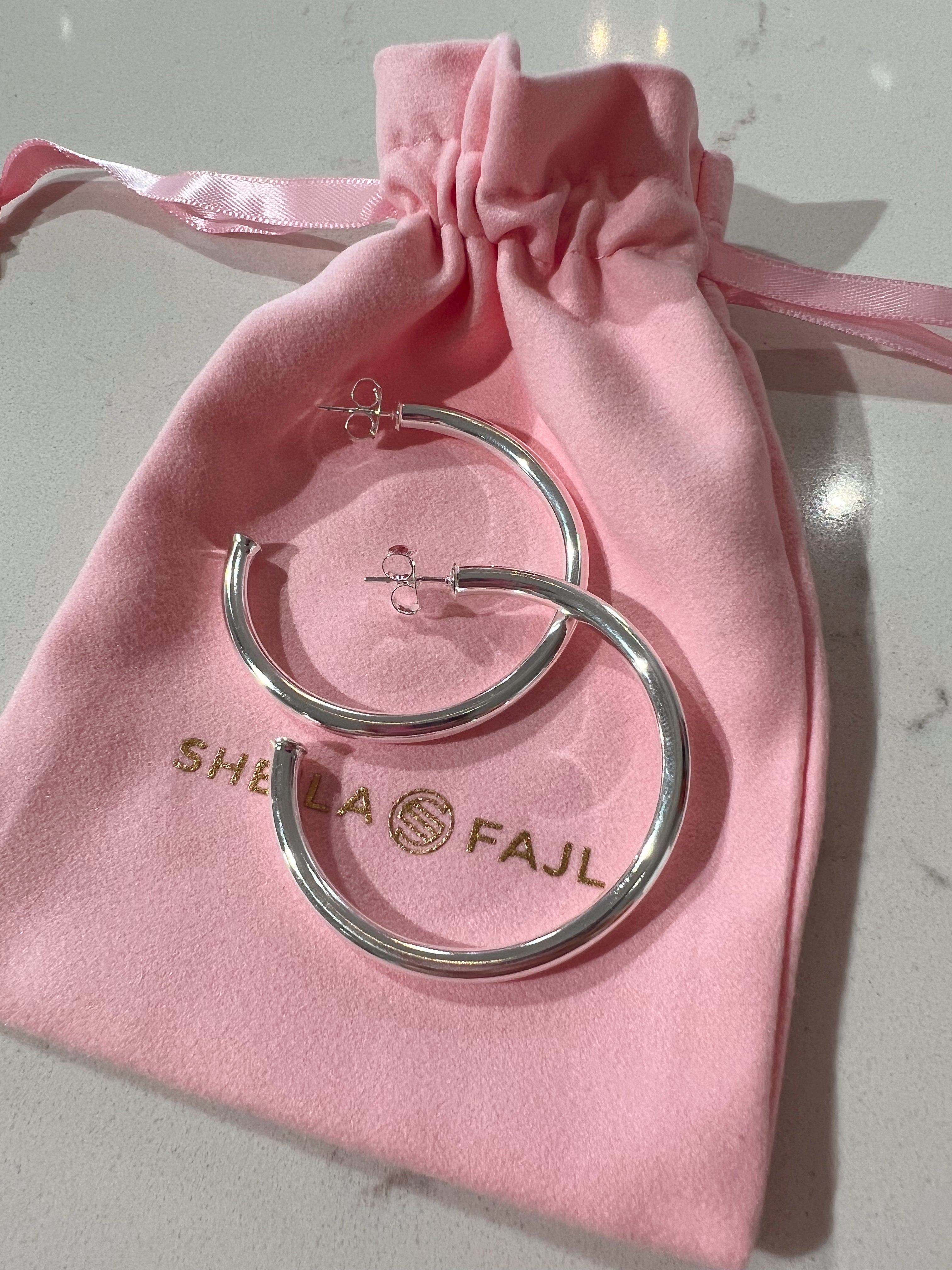 Small Silver Shiny Everybody's Favorite Hoops by Sheila Fajl