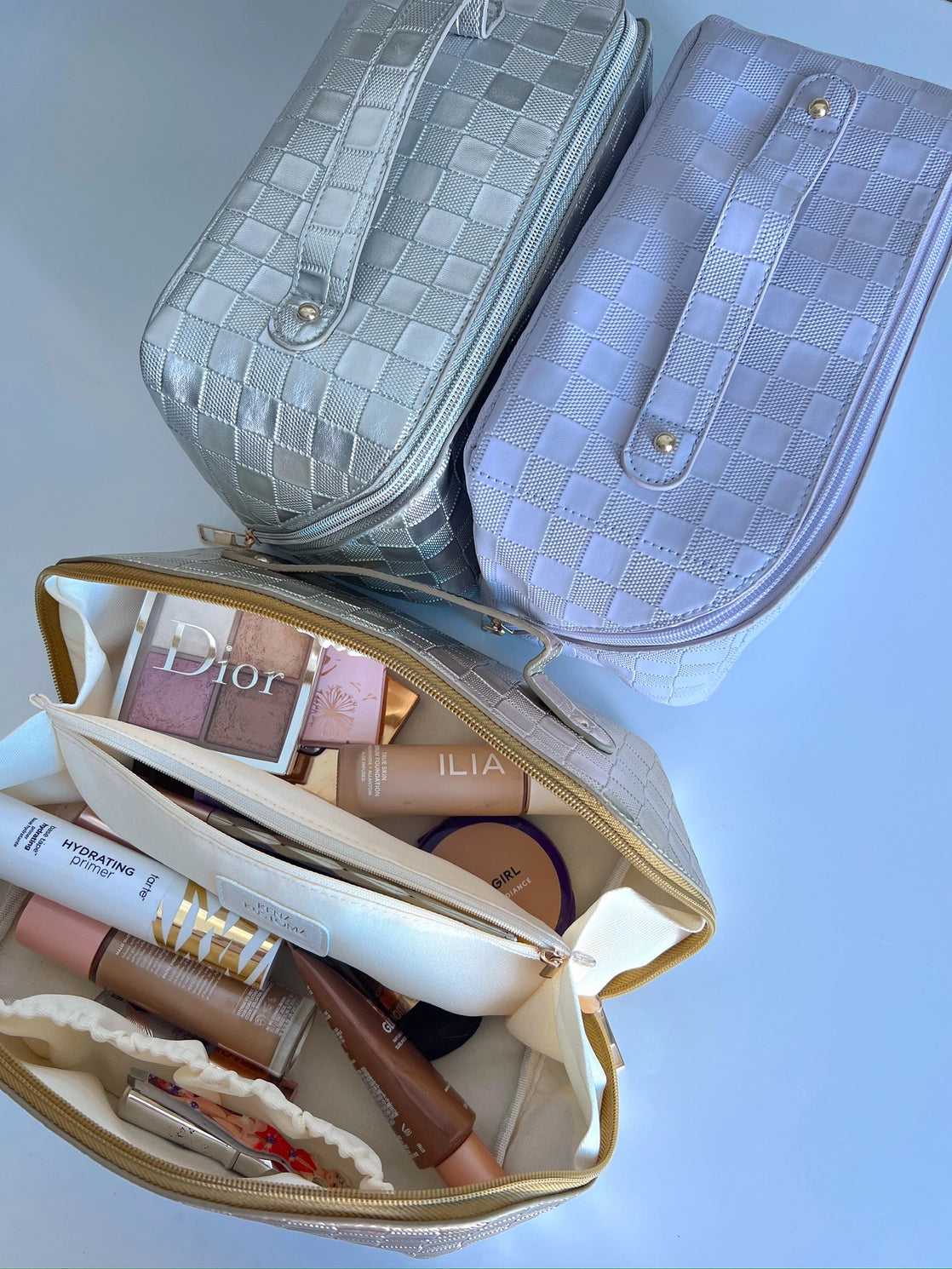 Leather Makeup Bag in Lilac