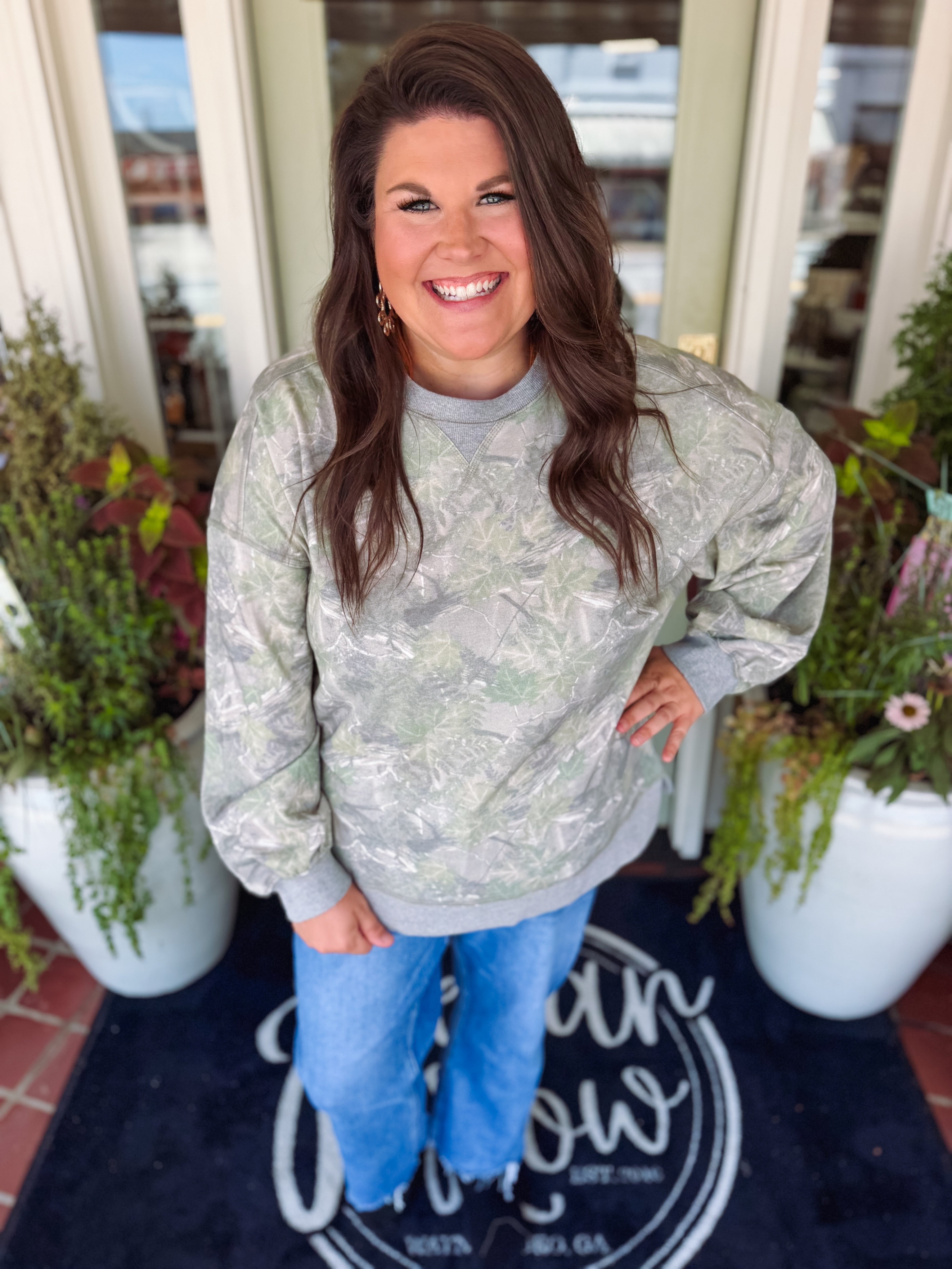 The Ansley Camo Crew Sweatshirt (1X-3X)