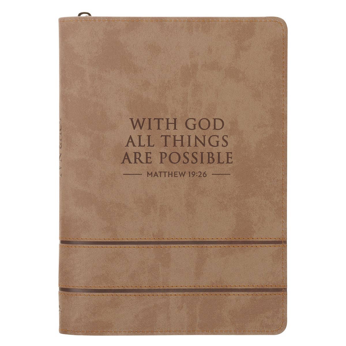 Journal Classic Zip Taupe All Things are Possible Matt 19:26