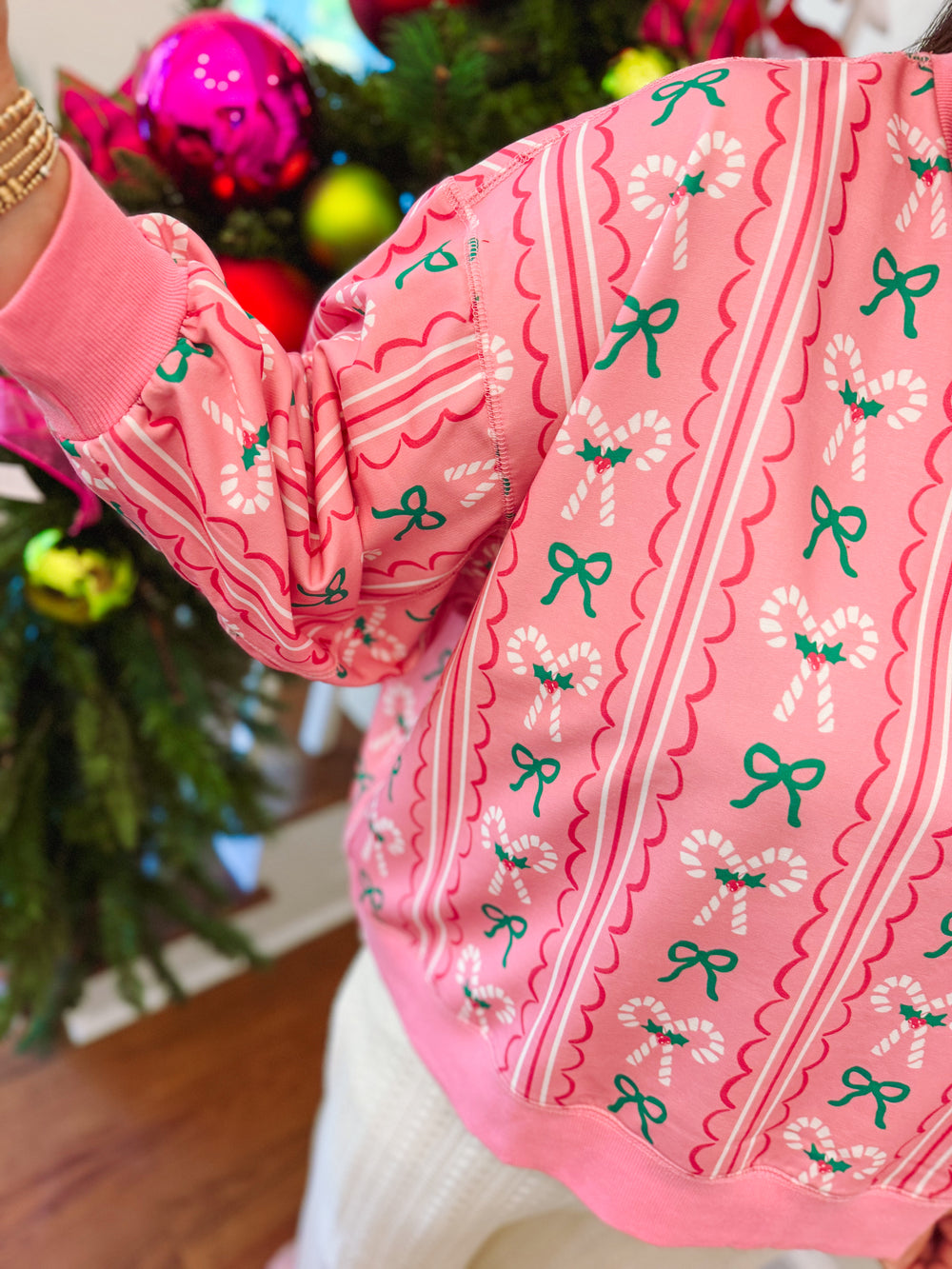 Peppermint Twist Pink Millie Sweatshirt By Mary Square (S-2X)