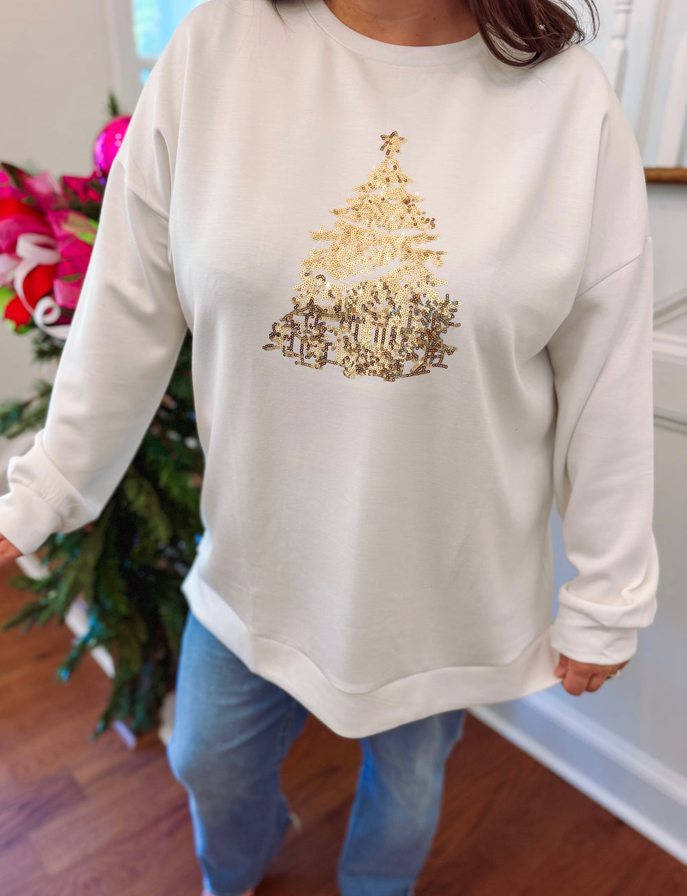 Stockbridge Tree Sequin Sweatshirt (S-2X)