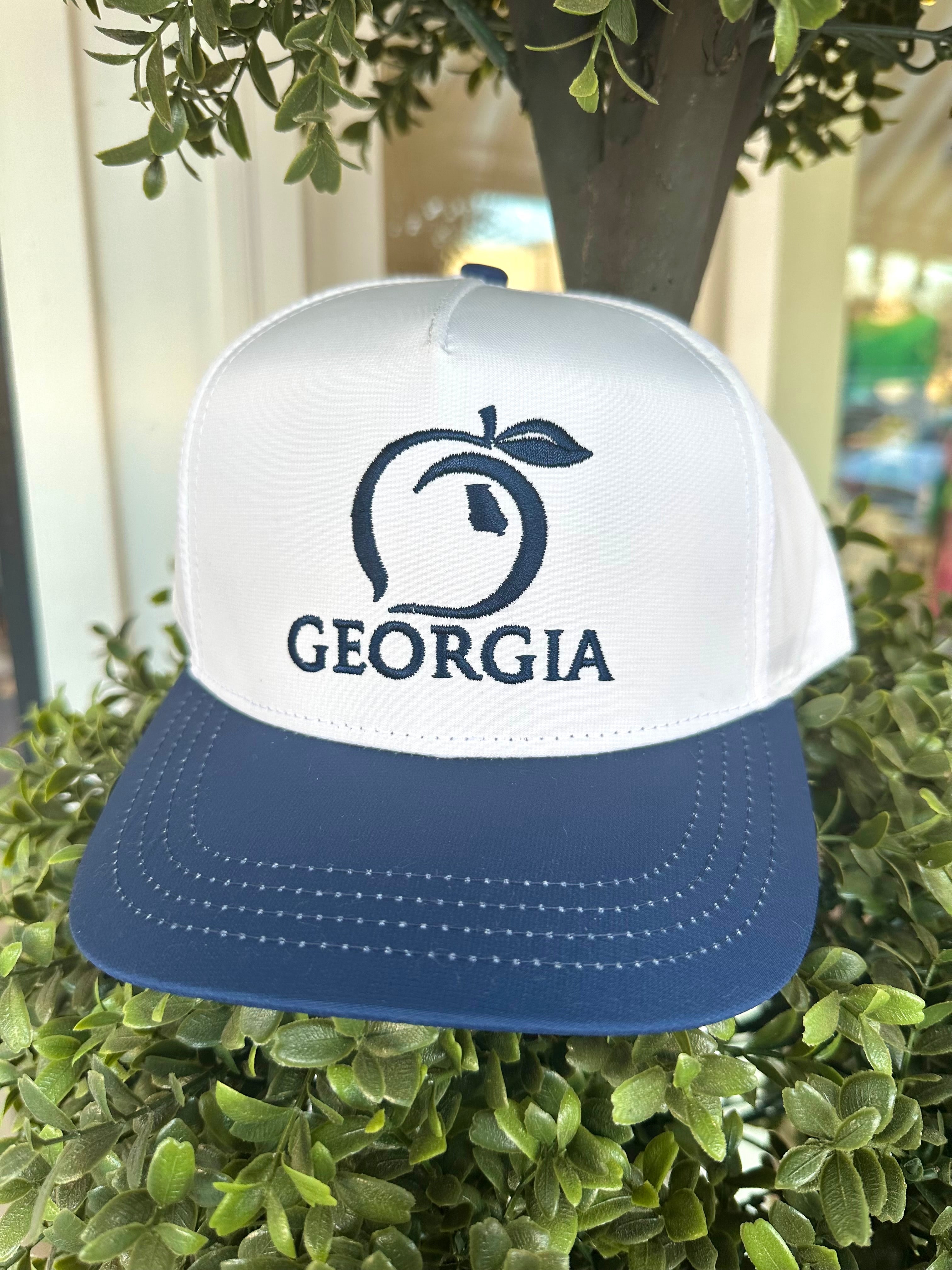 Original Georgia Performance Hat in White and Navy by Peach State Pride