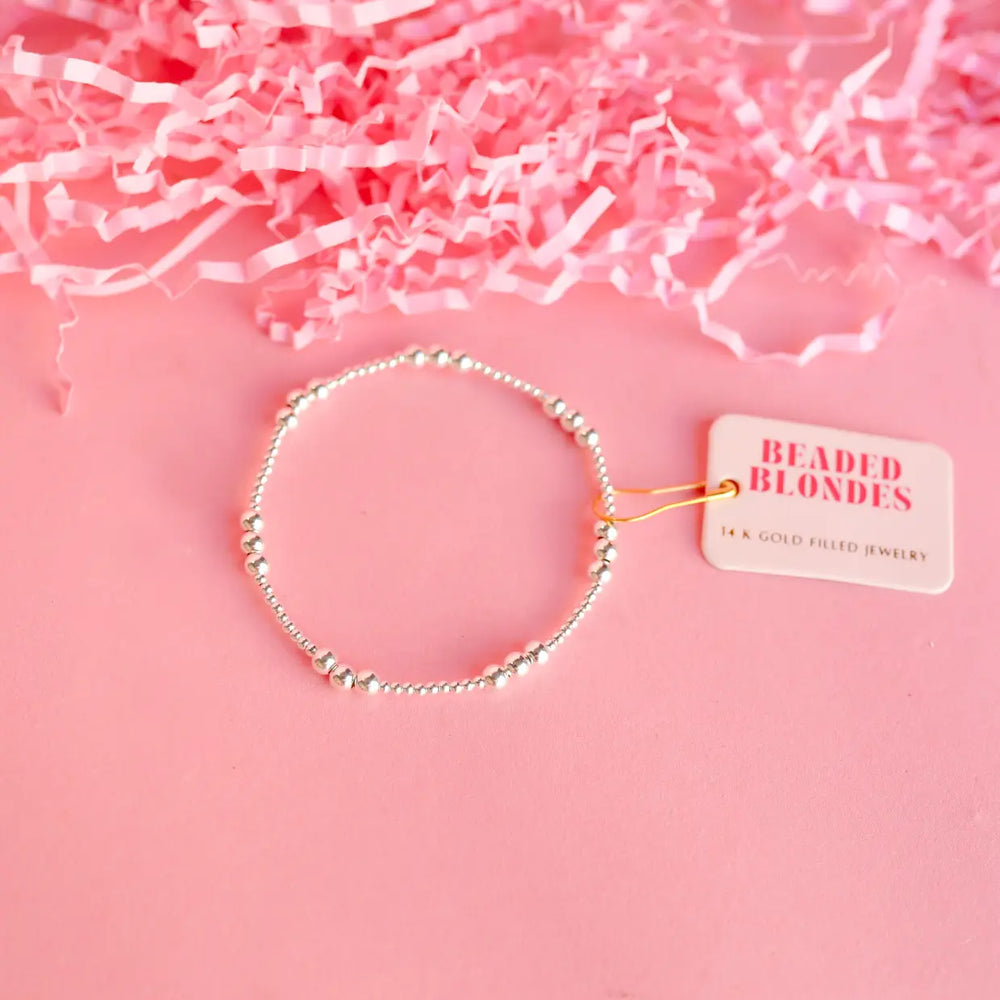 Extended ILY Silver Beaded Bracelet