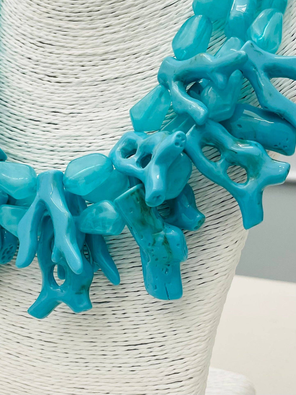 Coral Statement Necklace in Marbled Teal