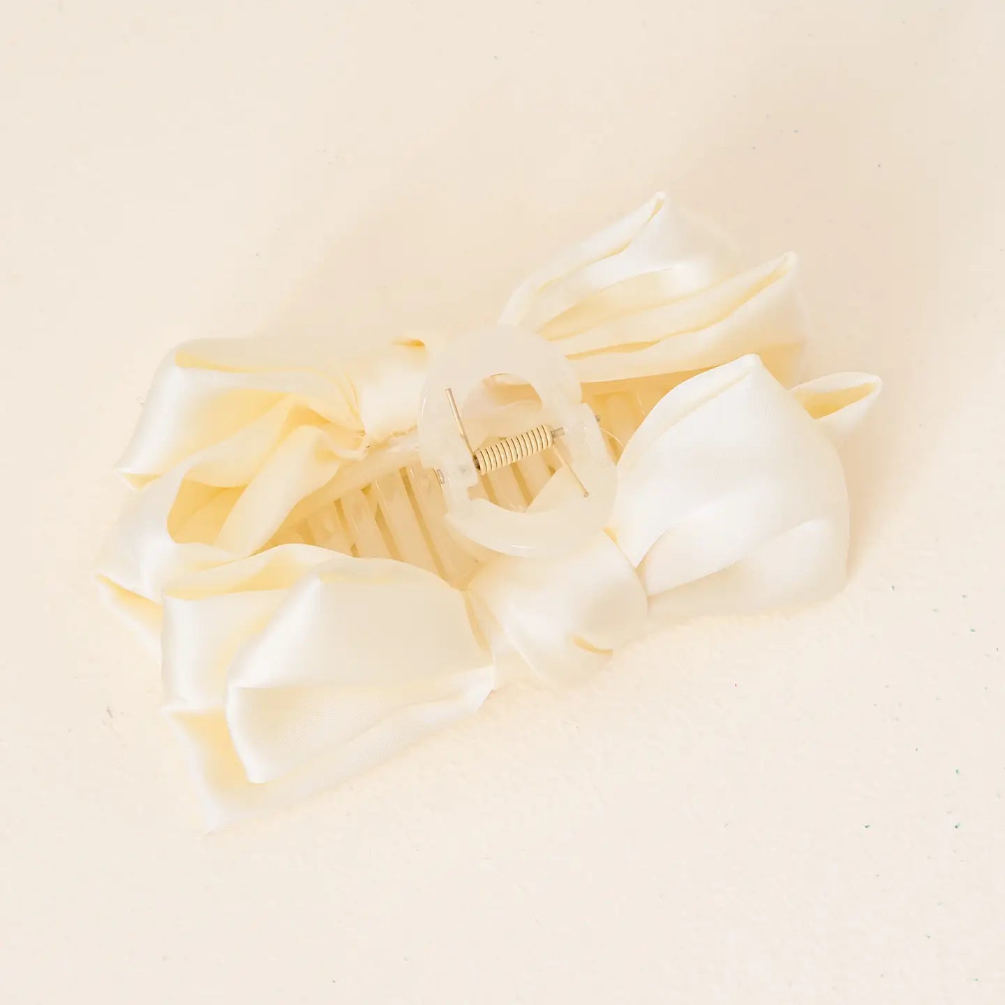 Ivory Satin Bow Clip