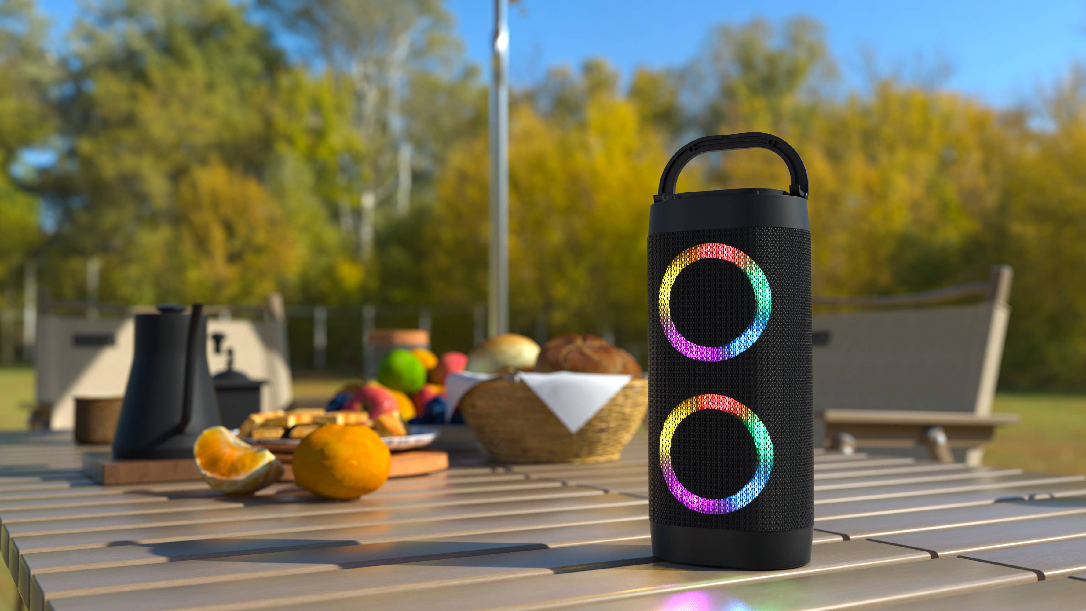 Bluetooth LED Lights Loud Speaker in Black