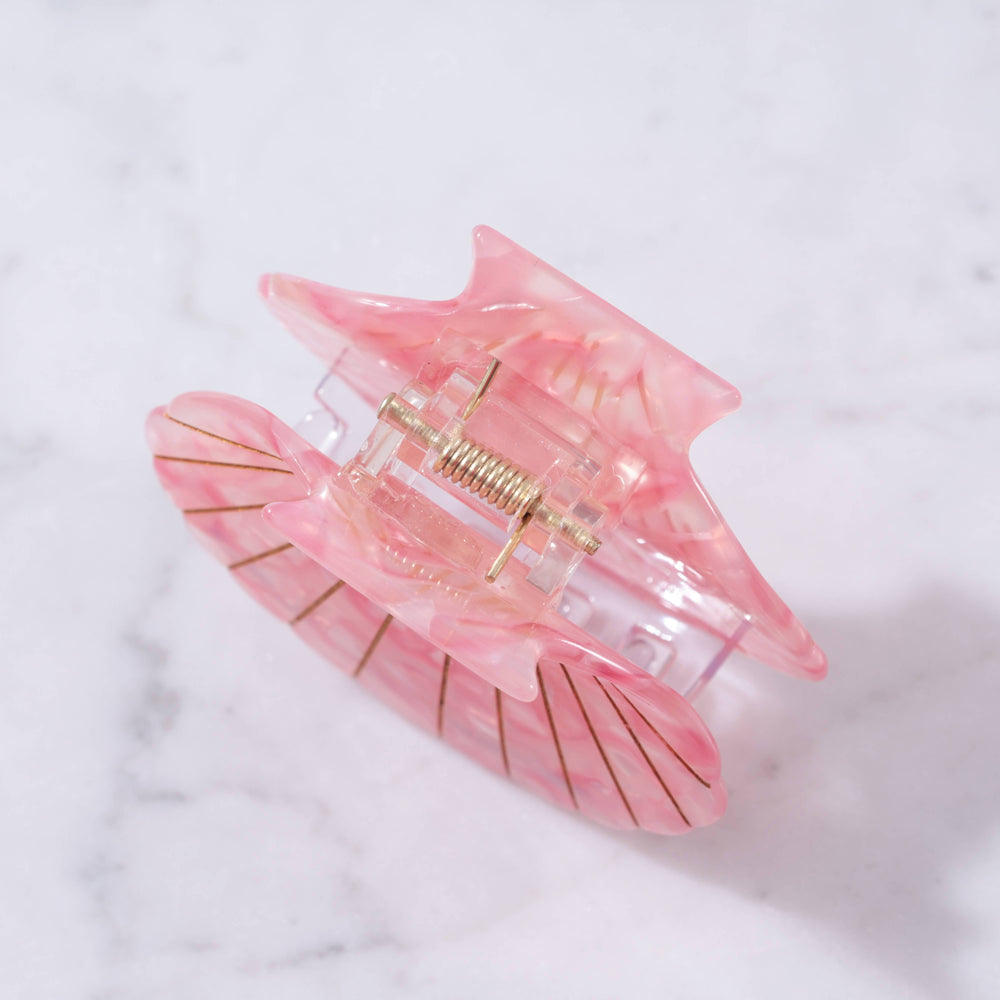 Eco-Friendly Large Scallop Shell Hair Clip: Pink