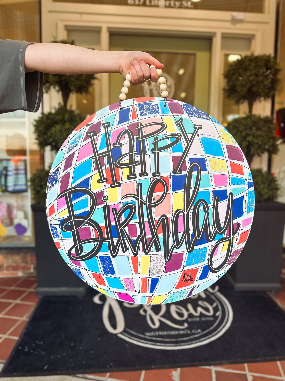 Happy Birthday Disco Ball Door Hanger