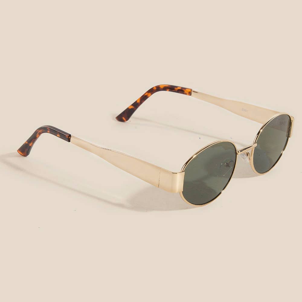 Metal Oval Frame Sunglasses