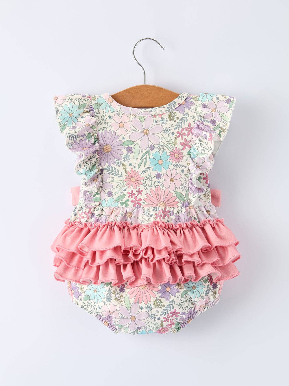Pink Floral Sleeveless Baby Girls Romper
