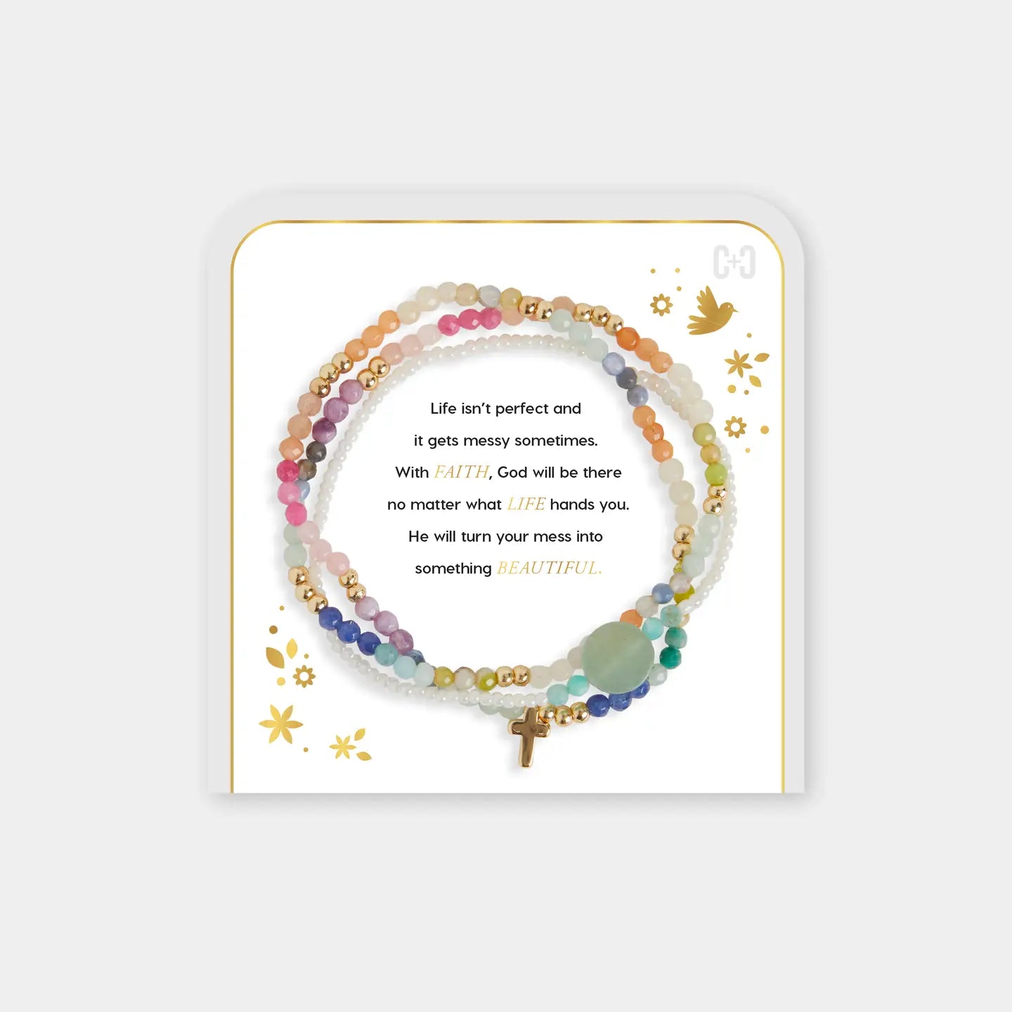 Gold Messy Life Charm Bracelet- Easter